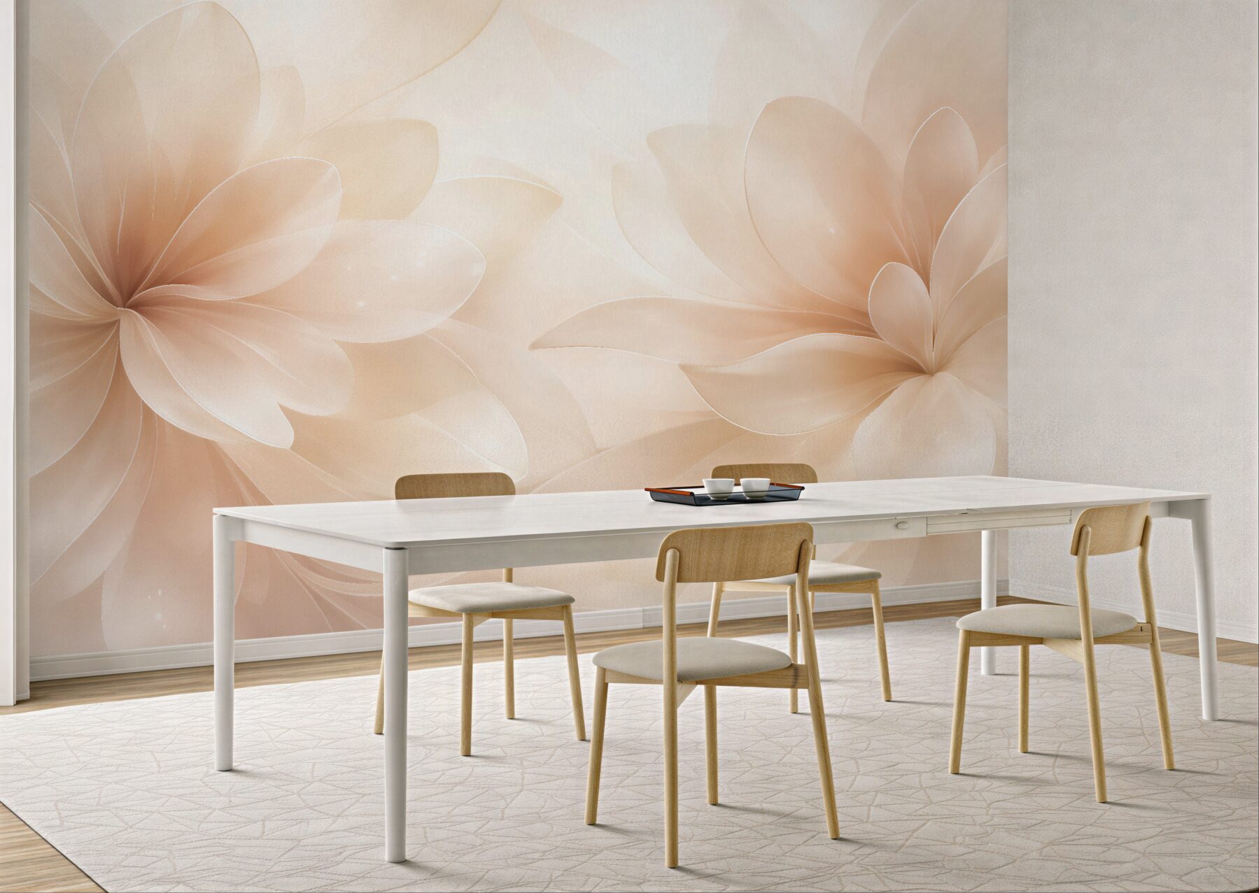 Fototapeten zarte Blumen in Beige