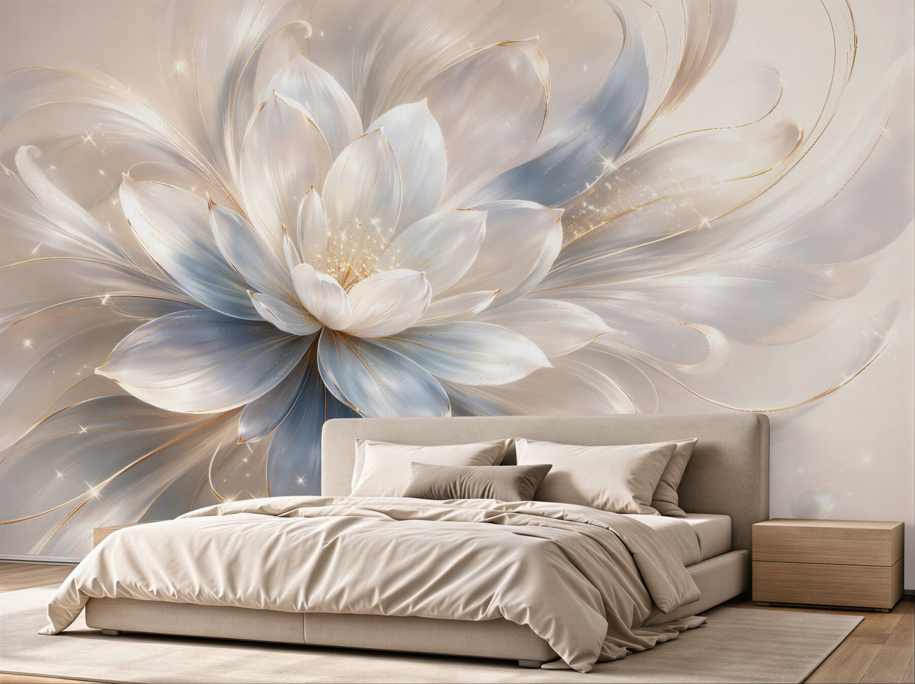 Fototapeten Glänzende weiße Glamour-Blume