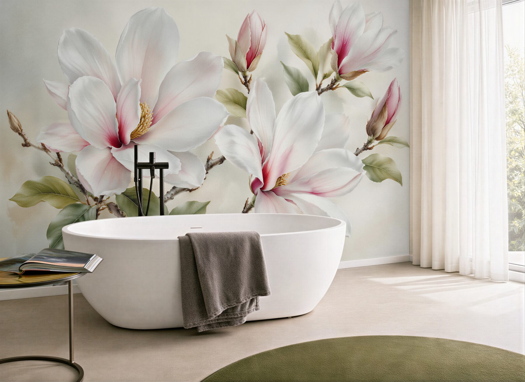 Fototapeten Subtile Magnolie auf Zweigen
