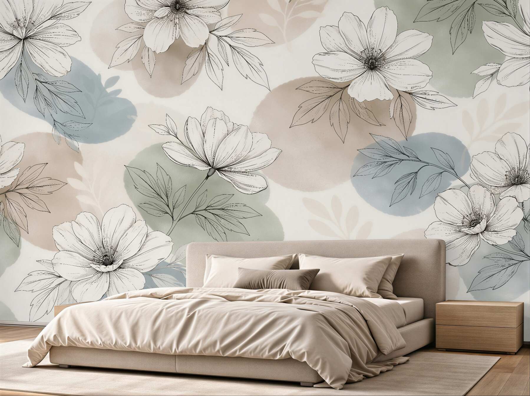 Fototapeten Zarte Blumen in Pastelltönen