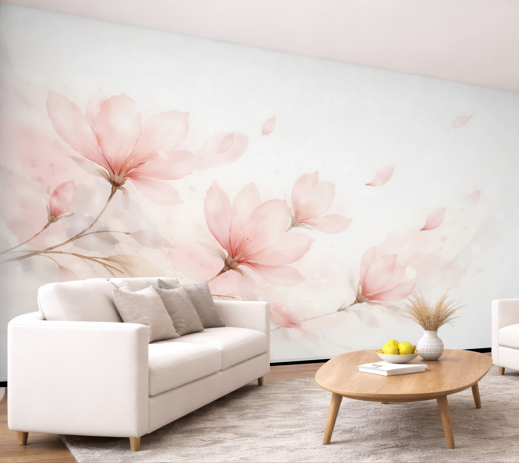 Fototapeten Pudrige Magnolien in Aquarell