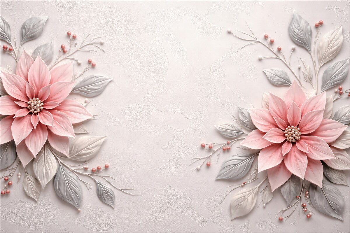 Fototapeten Rosa Blumen in elegantem Rahmen