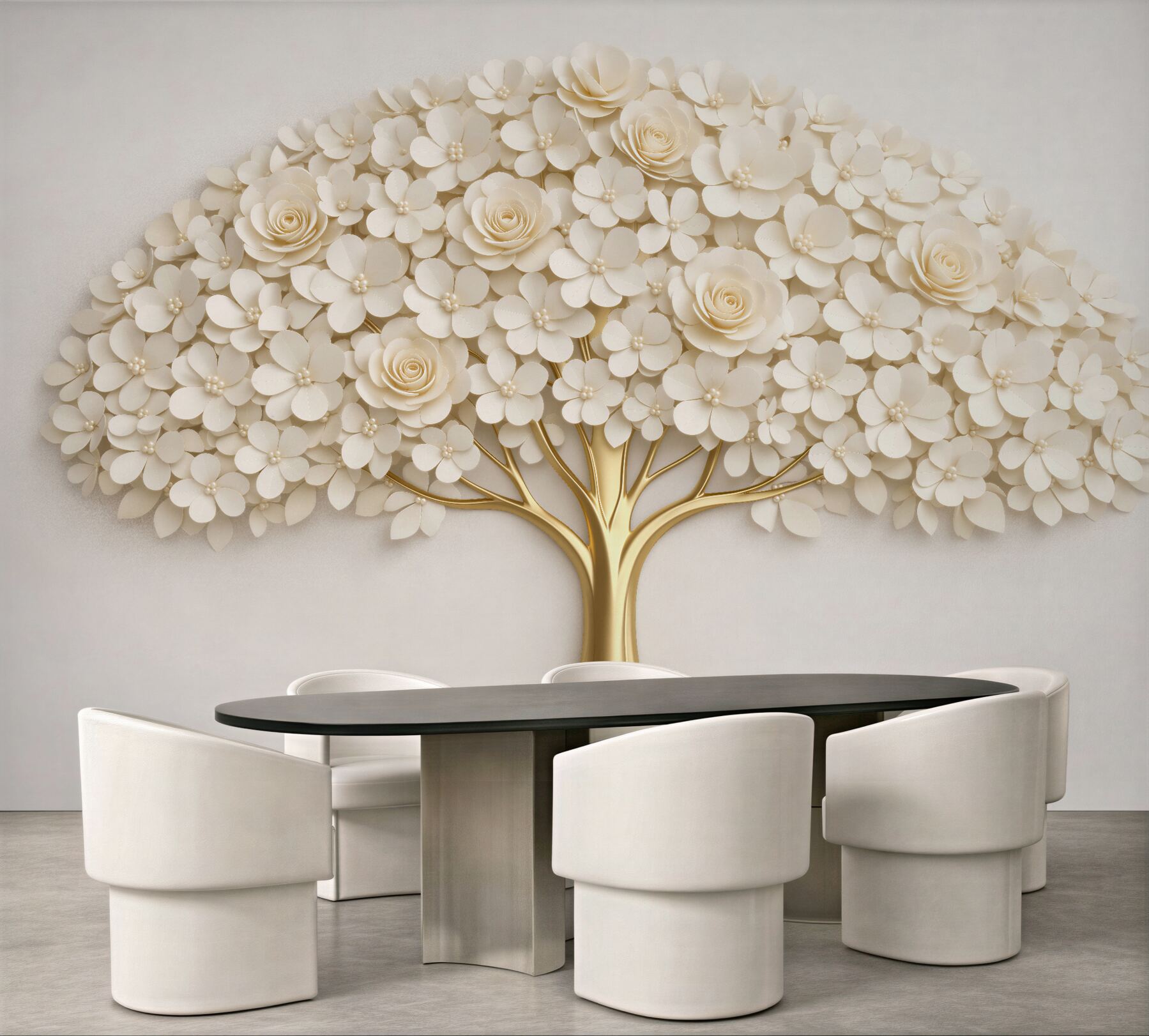 Fototapeten Goldener Baum rosiger Eleganz