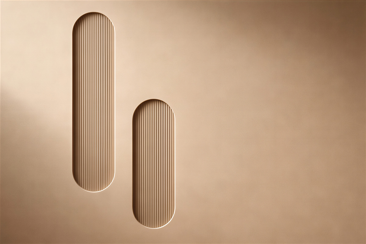 Fototapeten Beige geometrische Nischen 3D