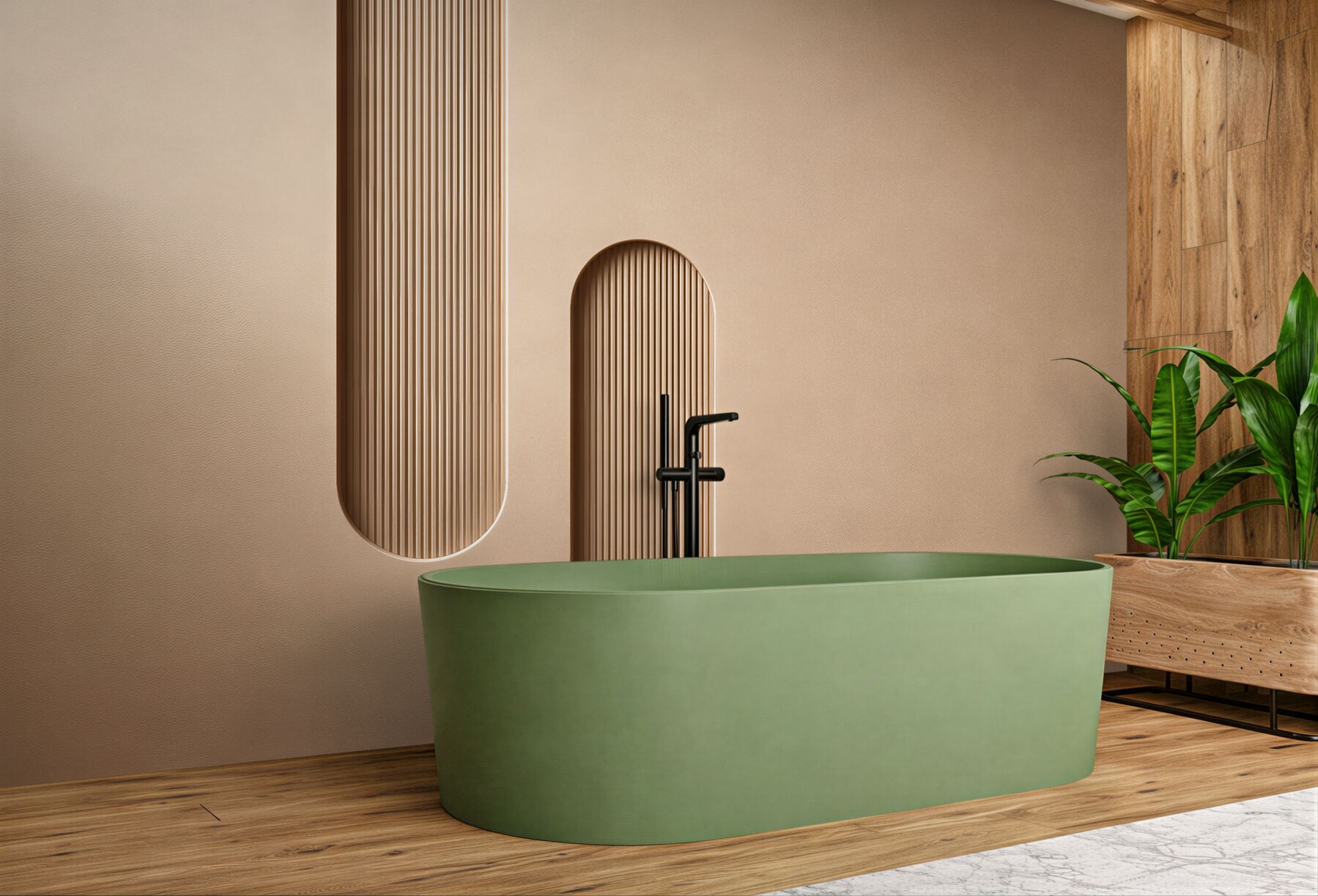 Fototapeten Beige geometrische Nischen 3D