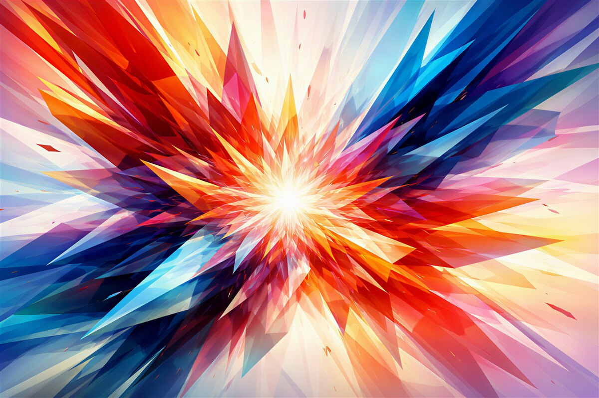 Fototapeten Energetische Explosion farbiger Formen