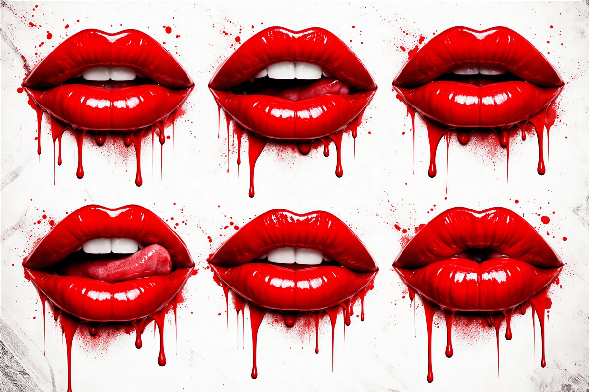 Fototapeten Rote Lippen im Pop-Art-Stil