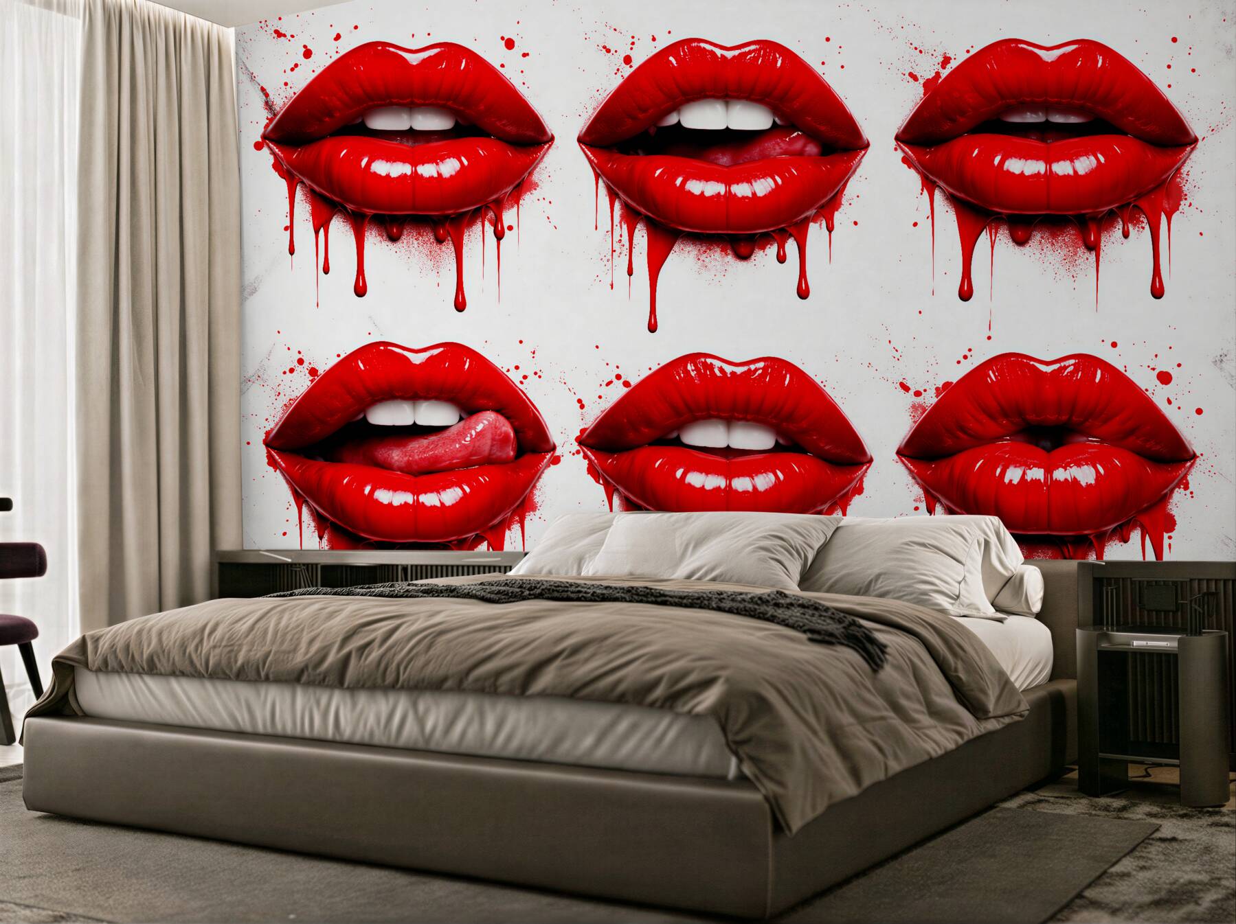 Fototapeten Rote Lippen im Pop-Art-Stil