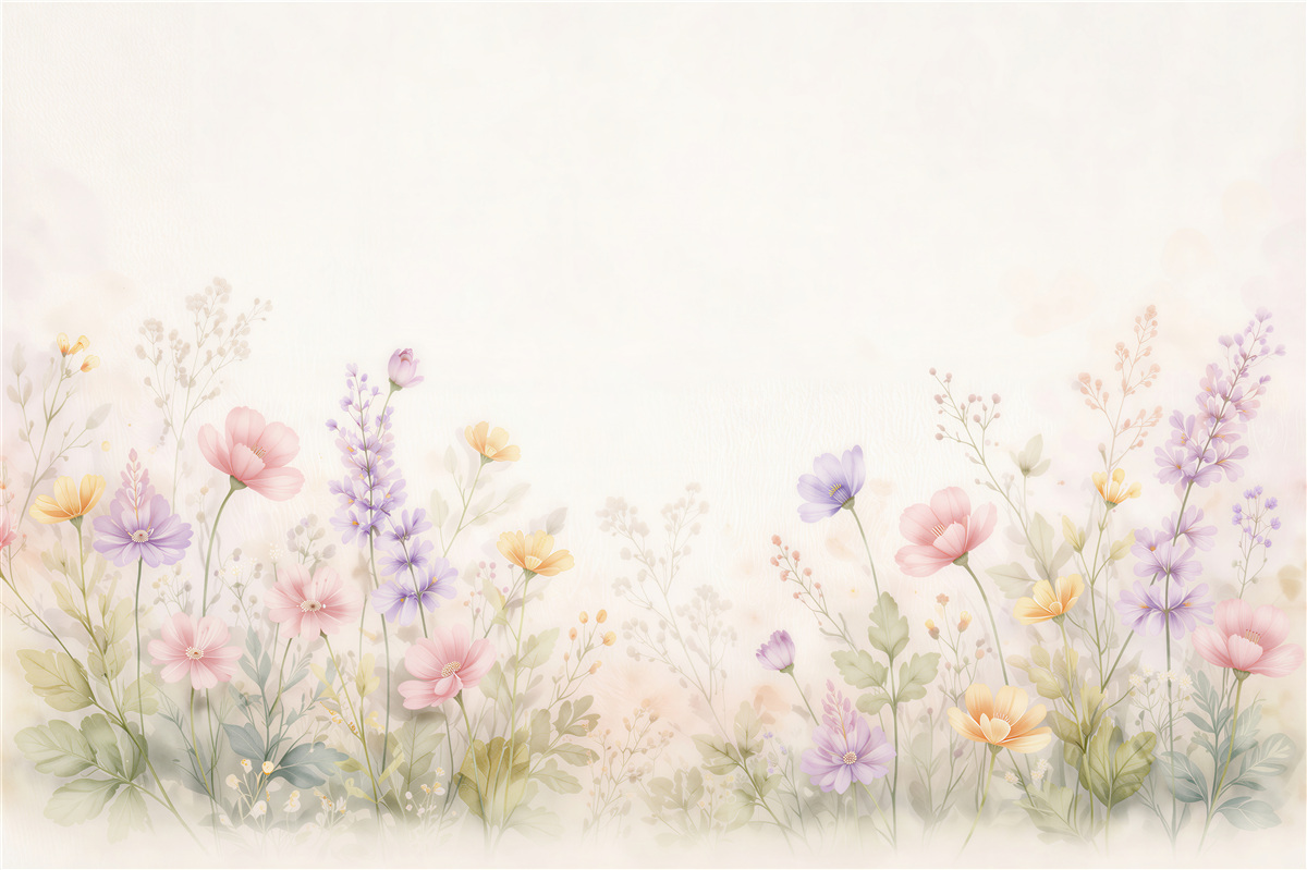 Fototapeten Pastellfarbene Blumenwiese