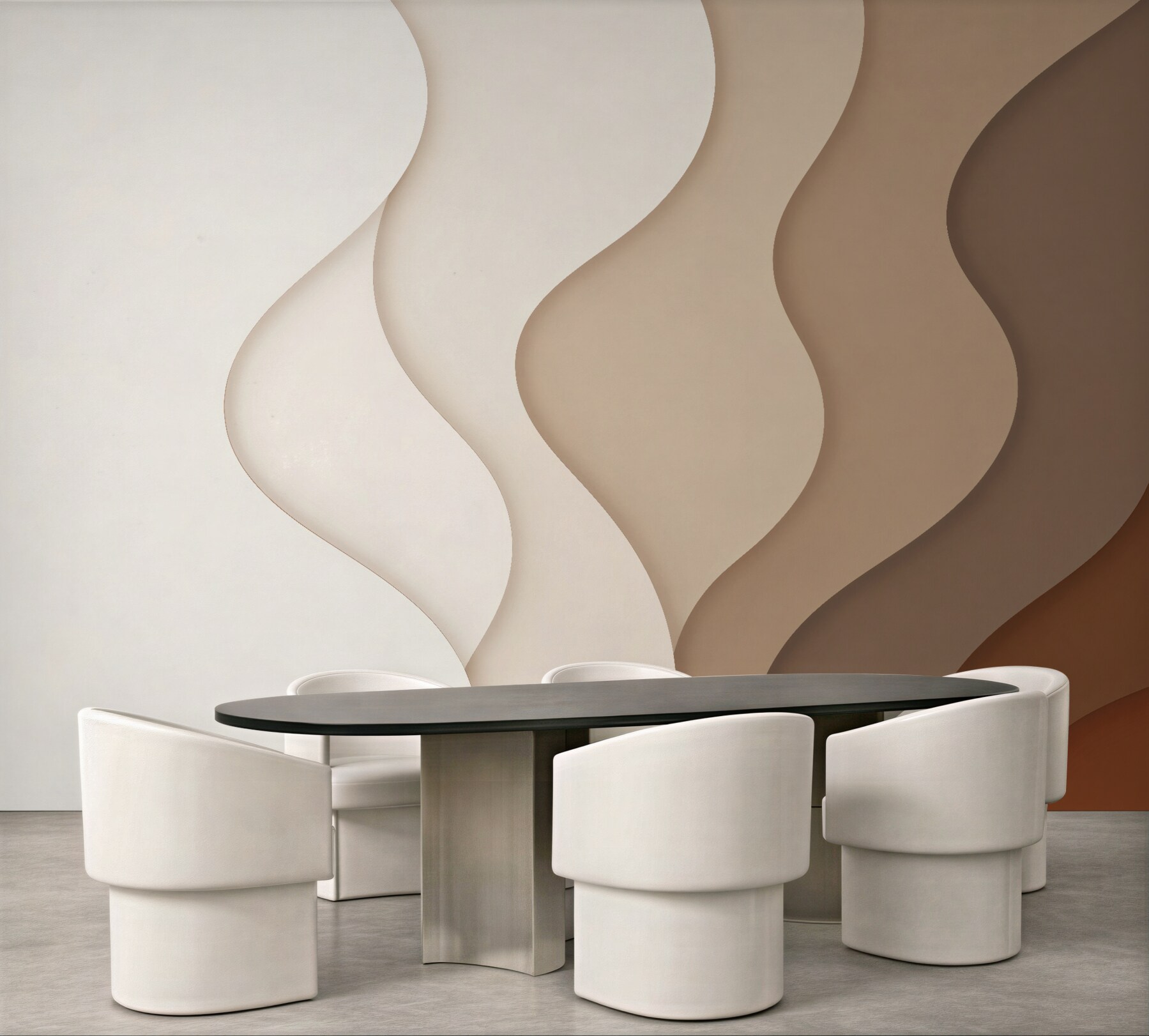 Fototapeten Schichtige Wellen in Beige