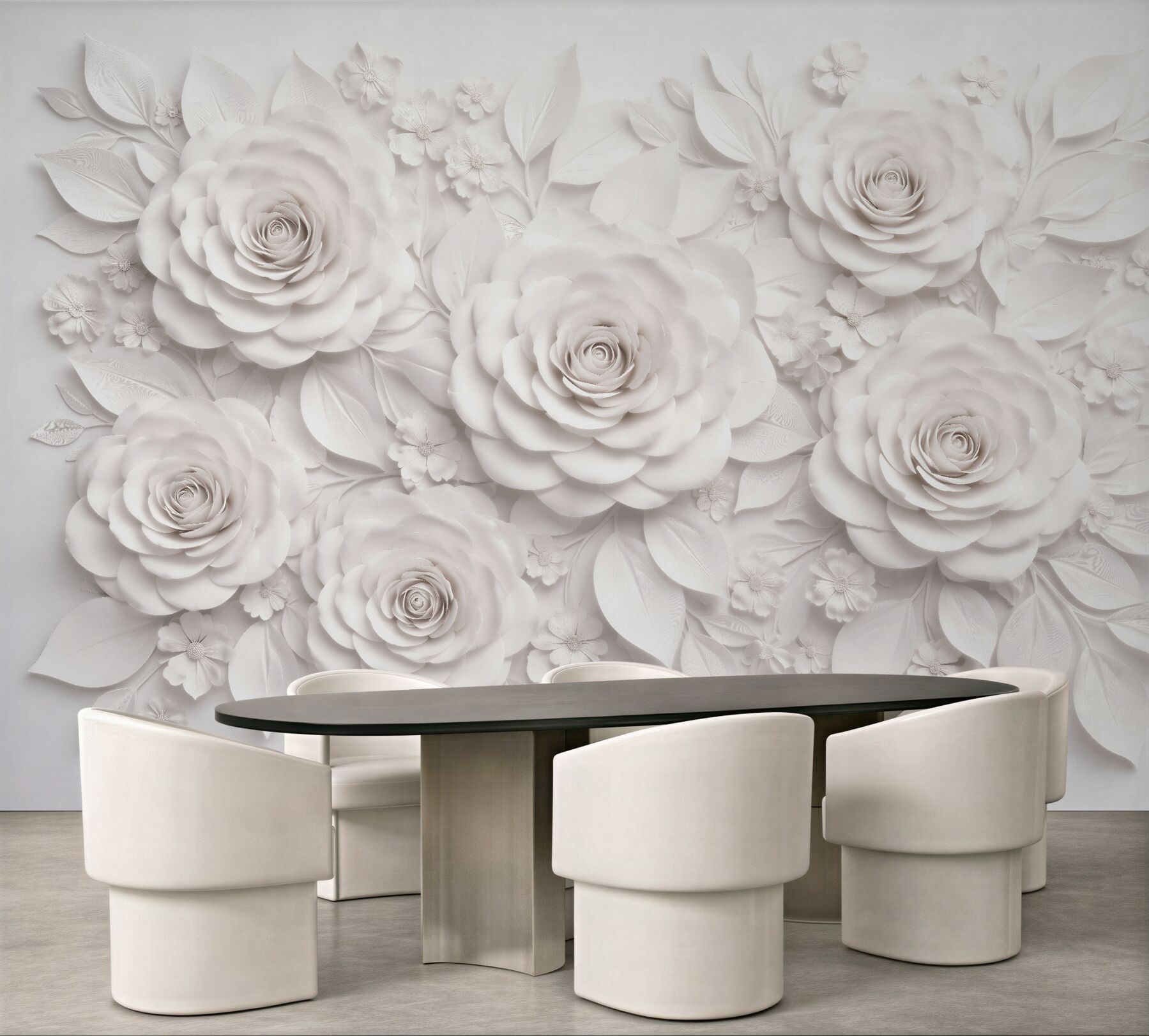 Fototapeten Weiße Rosen in Papierrelief