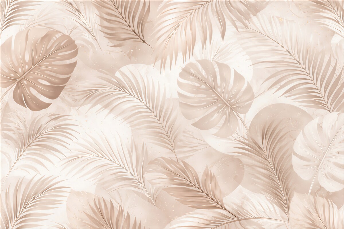Fototapeten Beige tropische Blätter