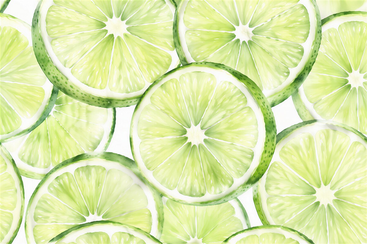 Fototapeten Aquarell-Limettenscheiben
