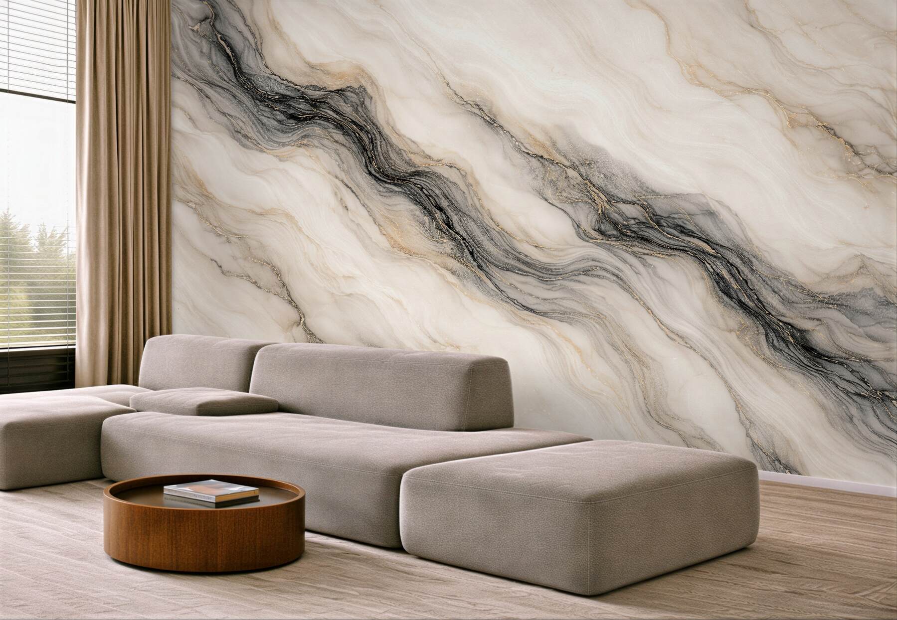 Fototapeten Eleganter Marmor mit grafitfarbener Ader