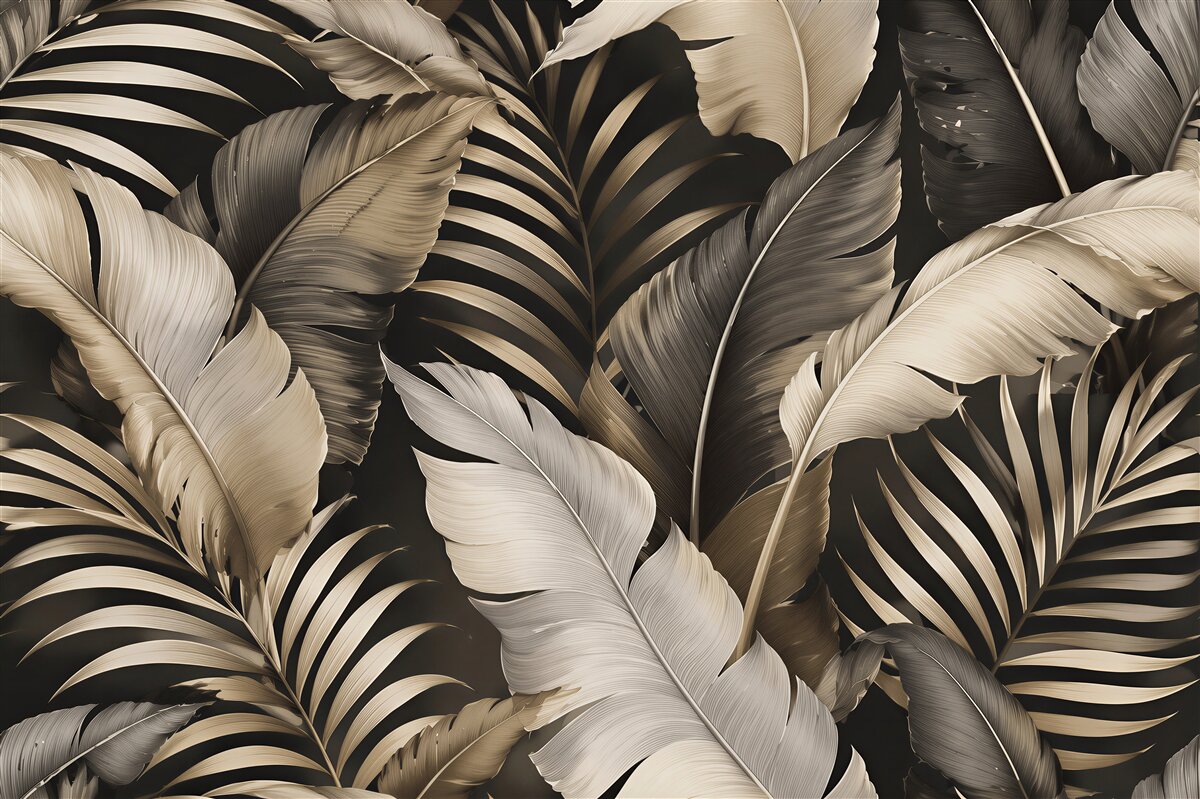 Fototapeten Elegante Palmblätter in Sepia