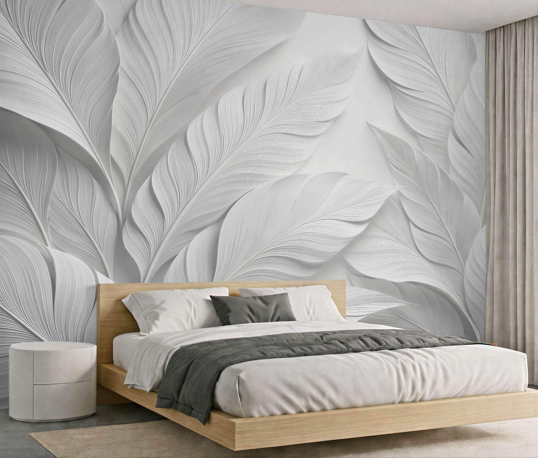 Fototapeten Weiße Blätter im eleganten Relief