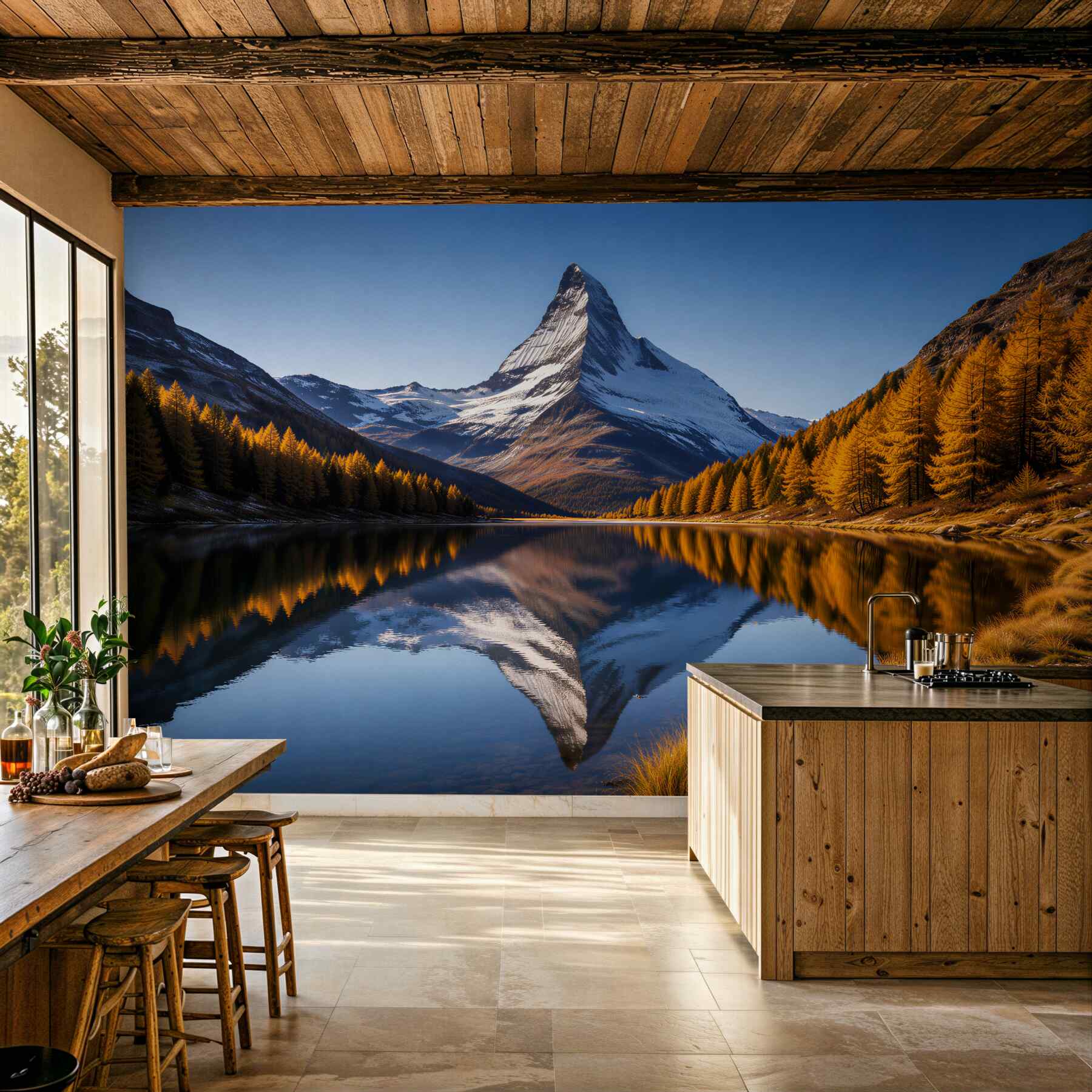Fototapeten Bergspiegelung im Herbst