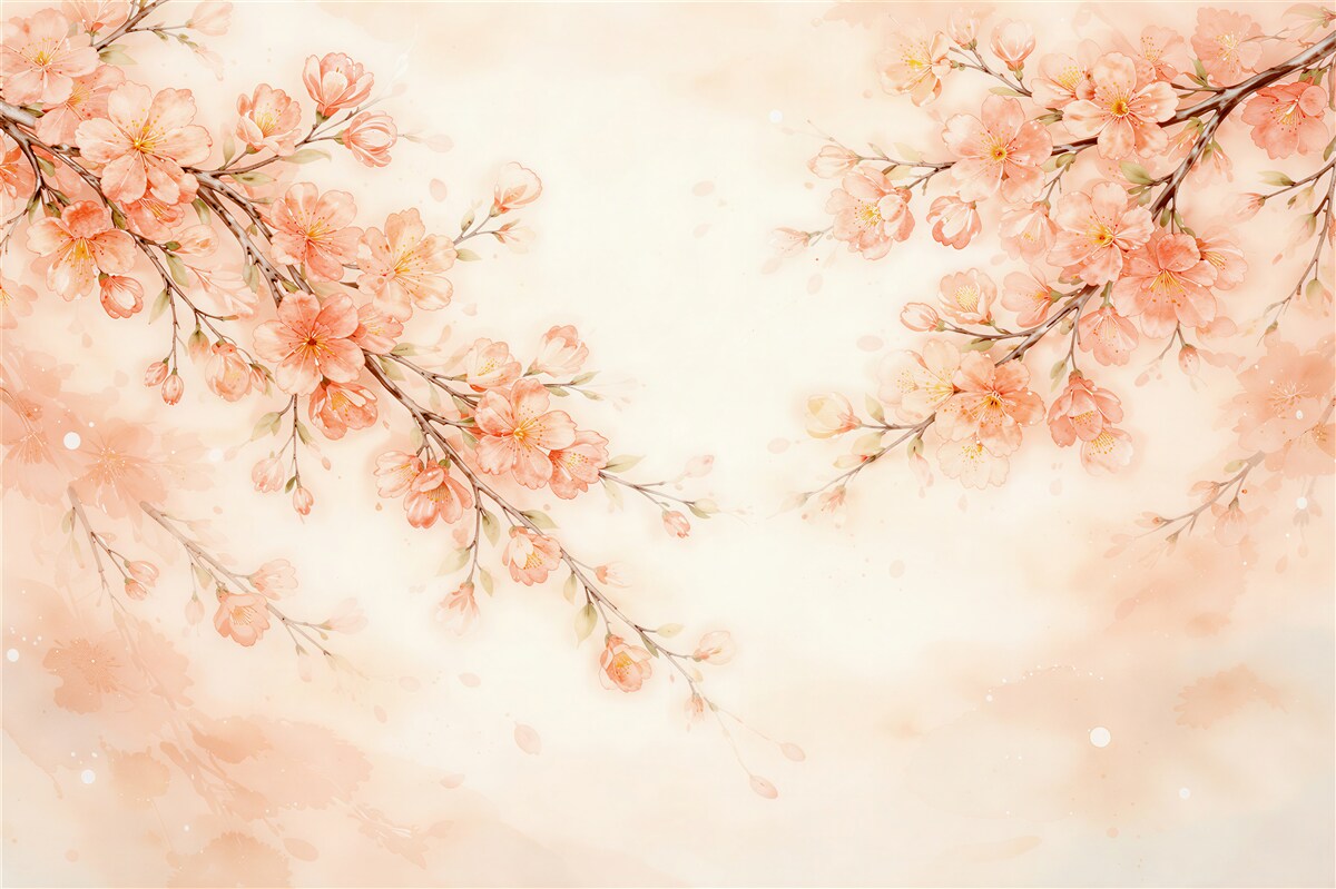 Fototapeten Aquarell-Kirschblüten