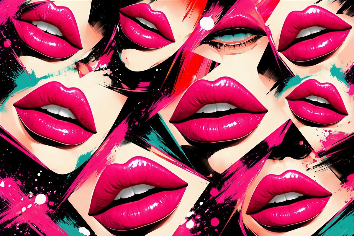 Fototapeten Neonlippen Pop-Art Glamour