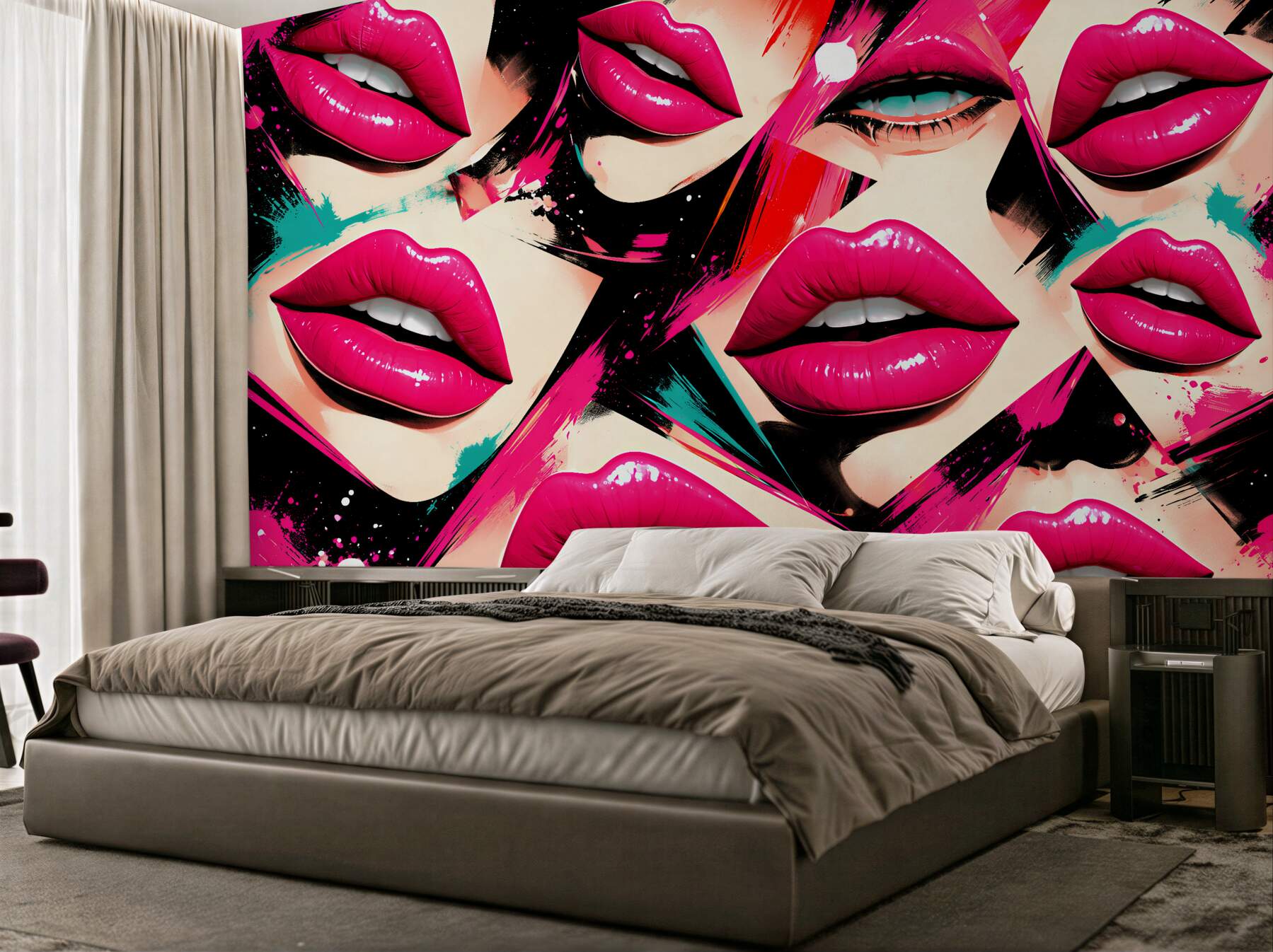 Fototapeten Neonlippen Pop-Art Glamour