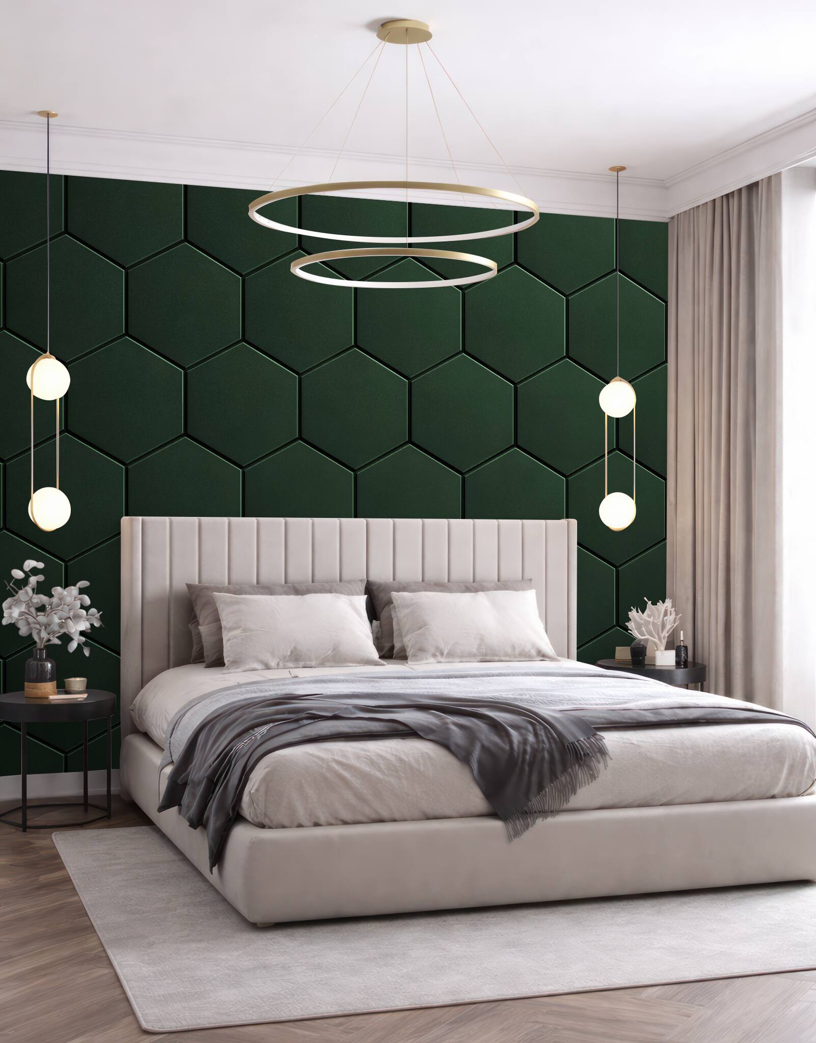 Fototapeten Grüne geometrische Hexagon-Mosaik