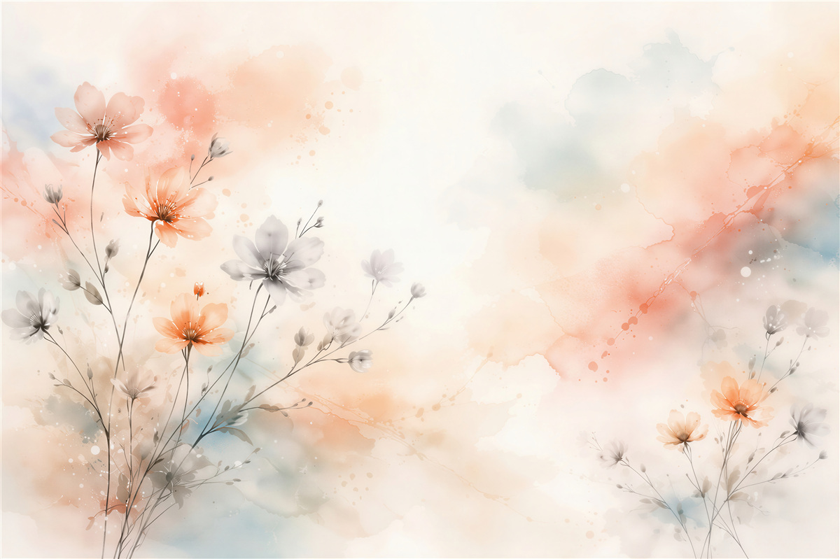 Fototapeten Zarte Blumen in Aquarell