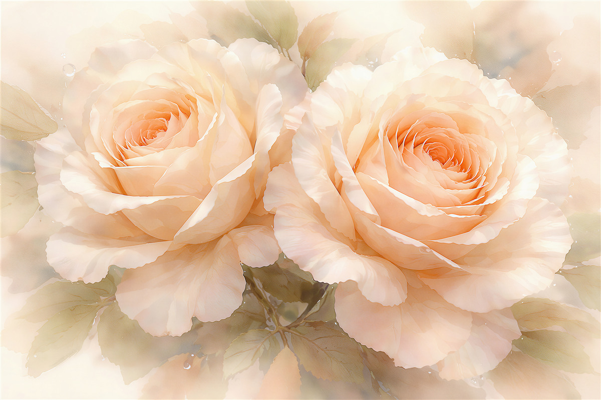 Fototapeten Cremefarbene Rosen in subtiler Aura