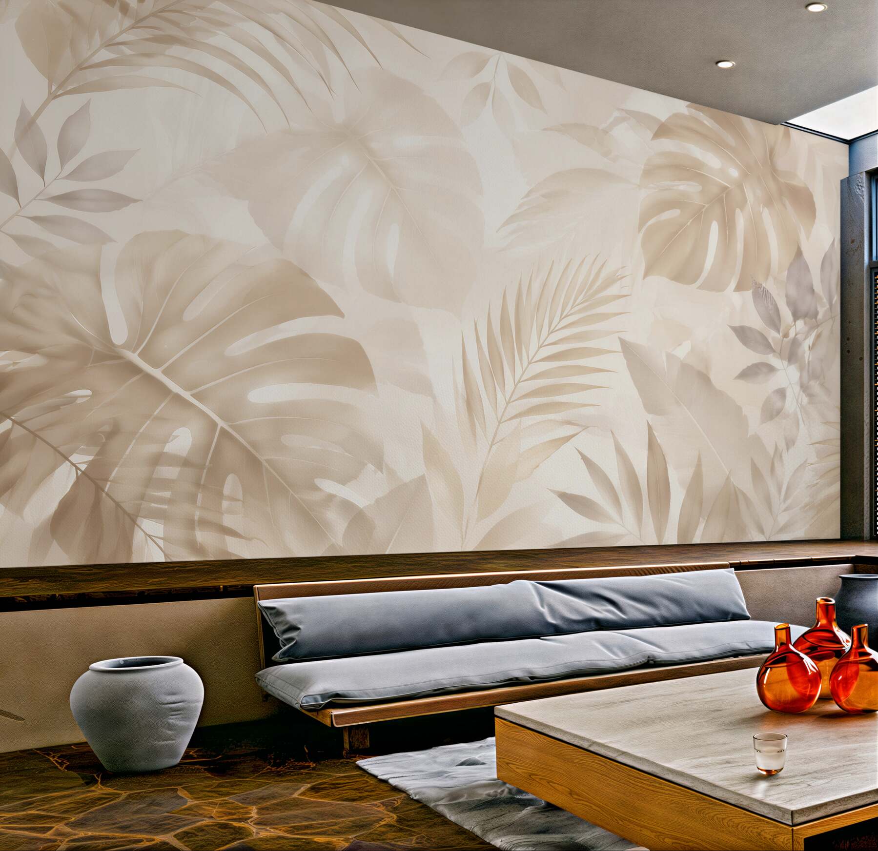 Fototapeten Beige Dschungel im Glanz