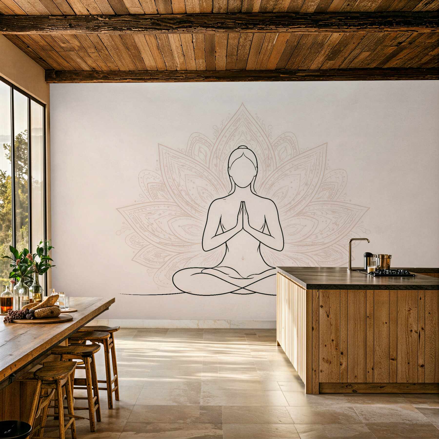 Fototapeten Meditation mit Mandala in Harmonie