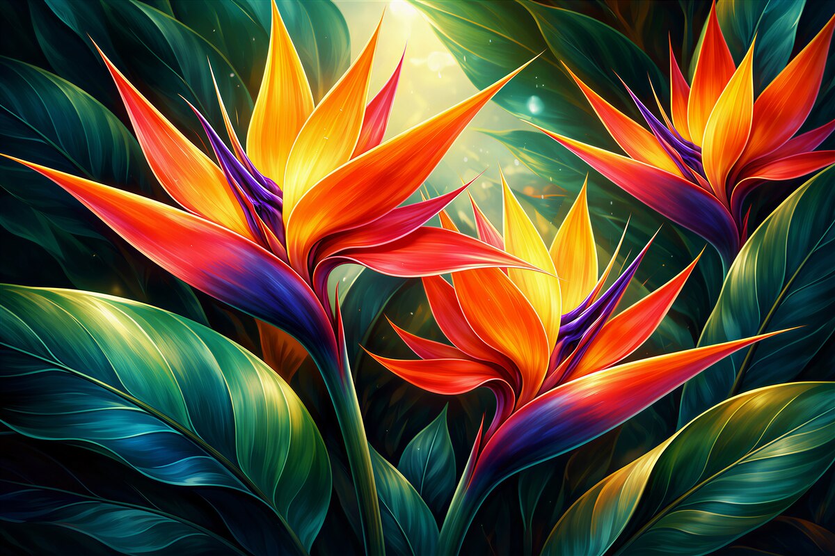Fototapeten Exotische Blumen im Glanz