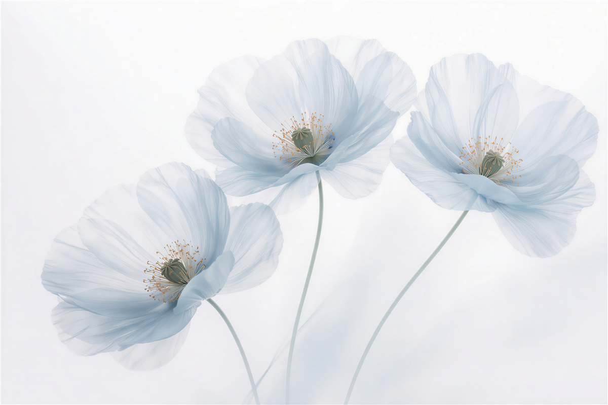 Fototapeten Ätherische blaue Mohnblumen