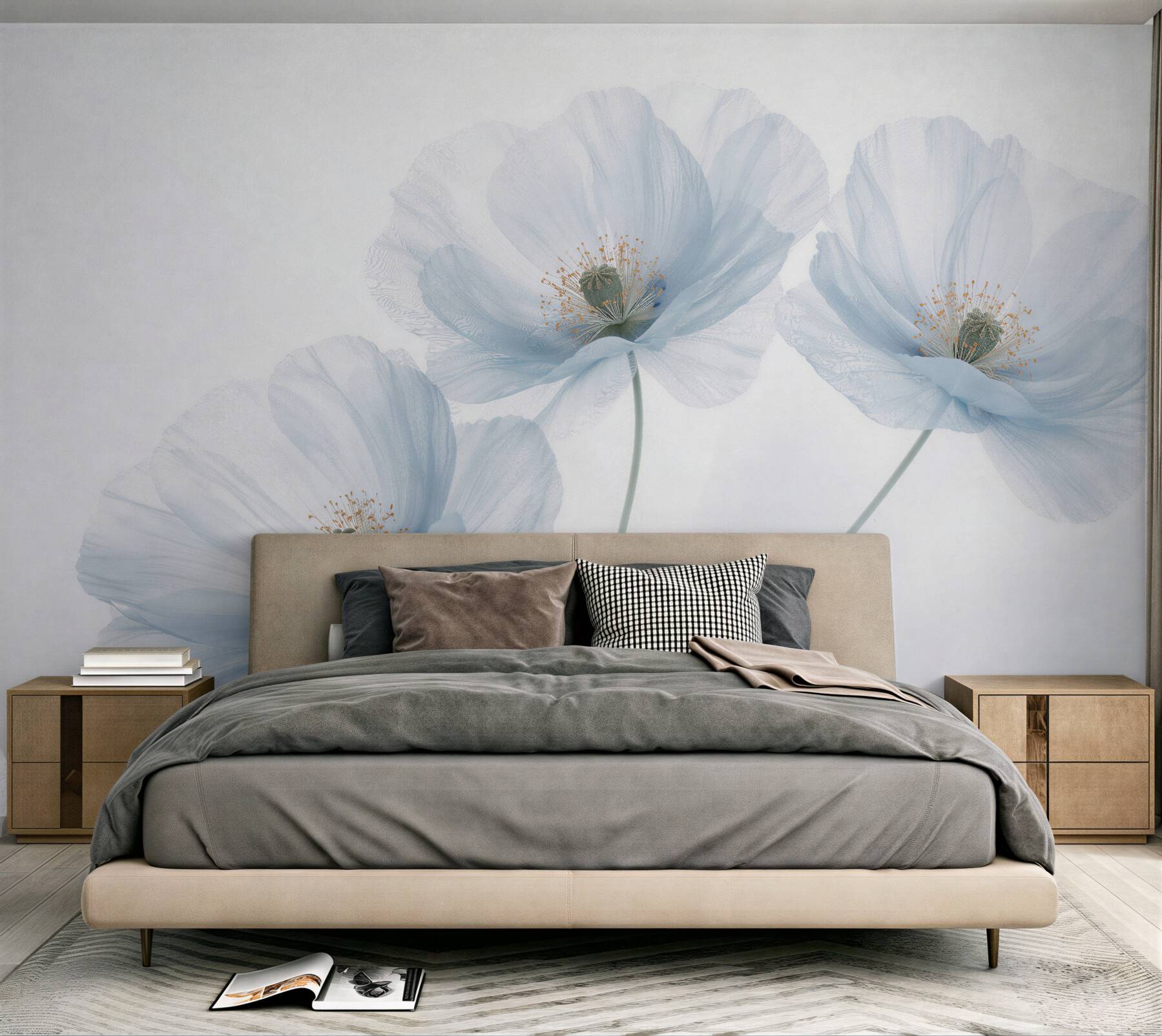 Fototapeten Ätherische blaue Mohnblumen