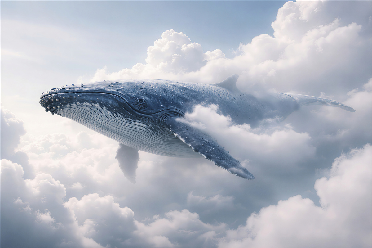 Fototapeten Wal inmitten weicher Wolken