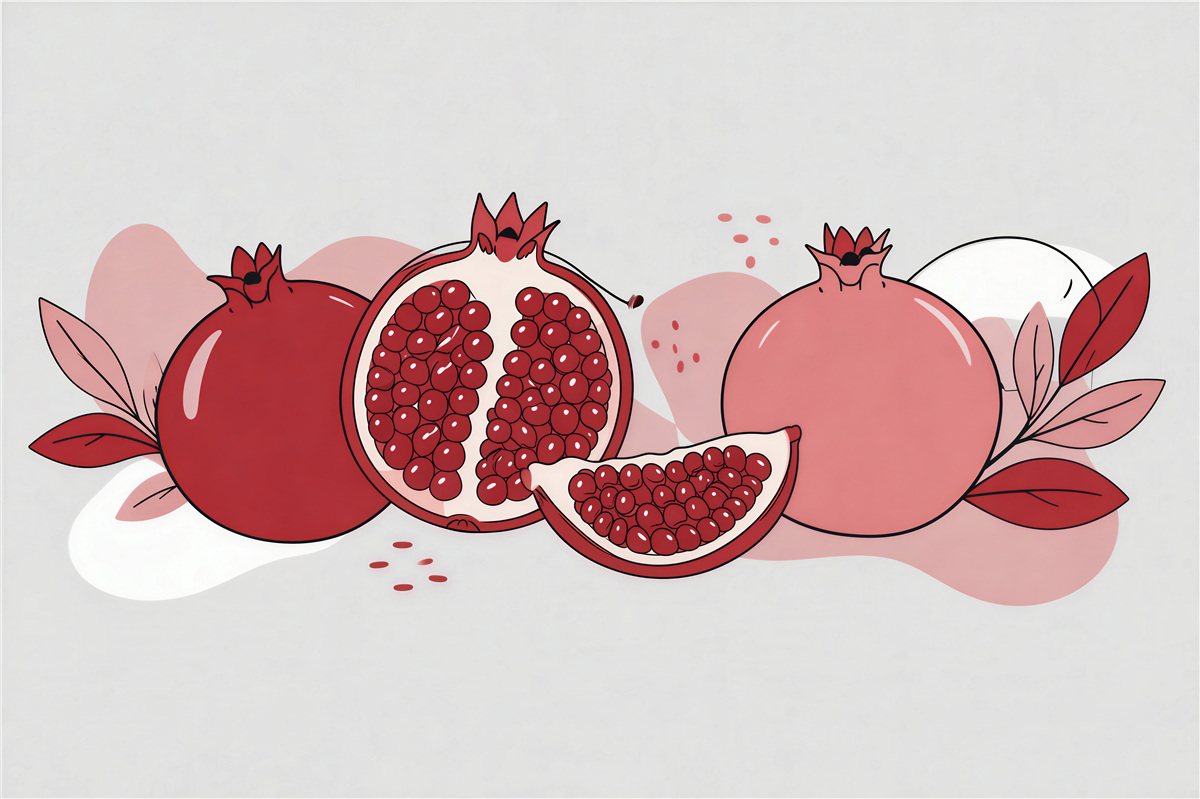 Fototapeten Granatäpfel in moderner Illustration