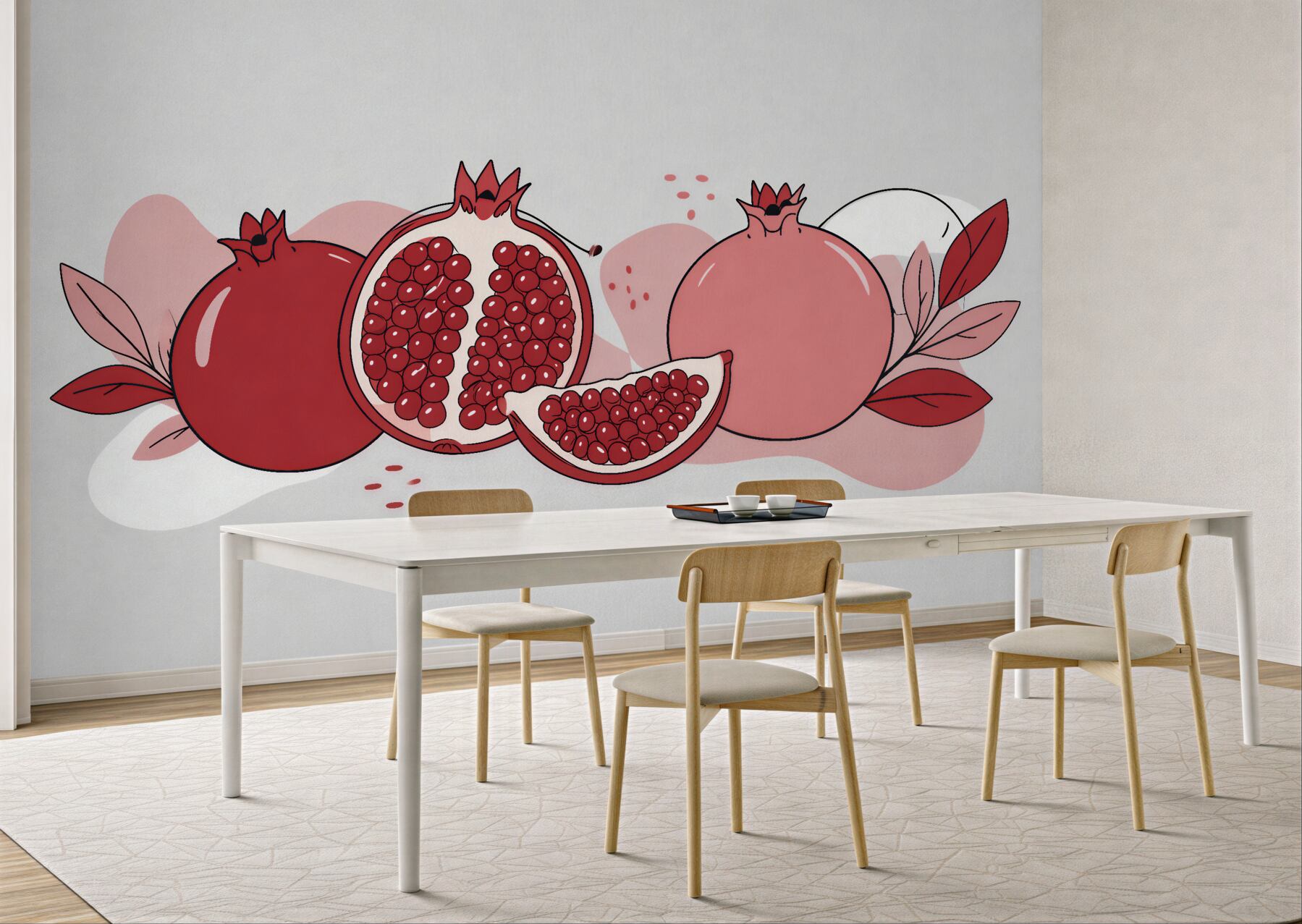 Fototapeten Granatäpfel in moderner Illustration