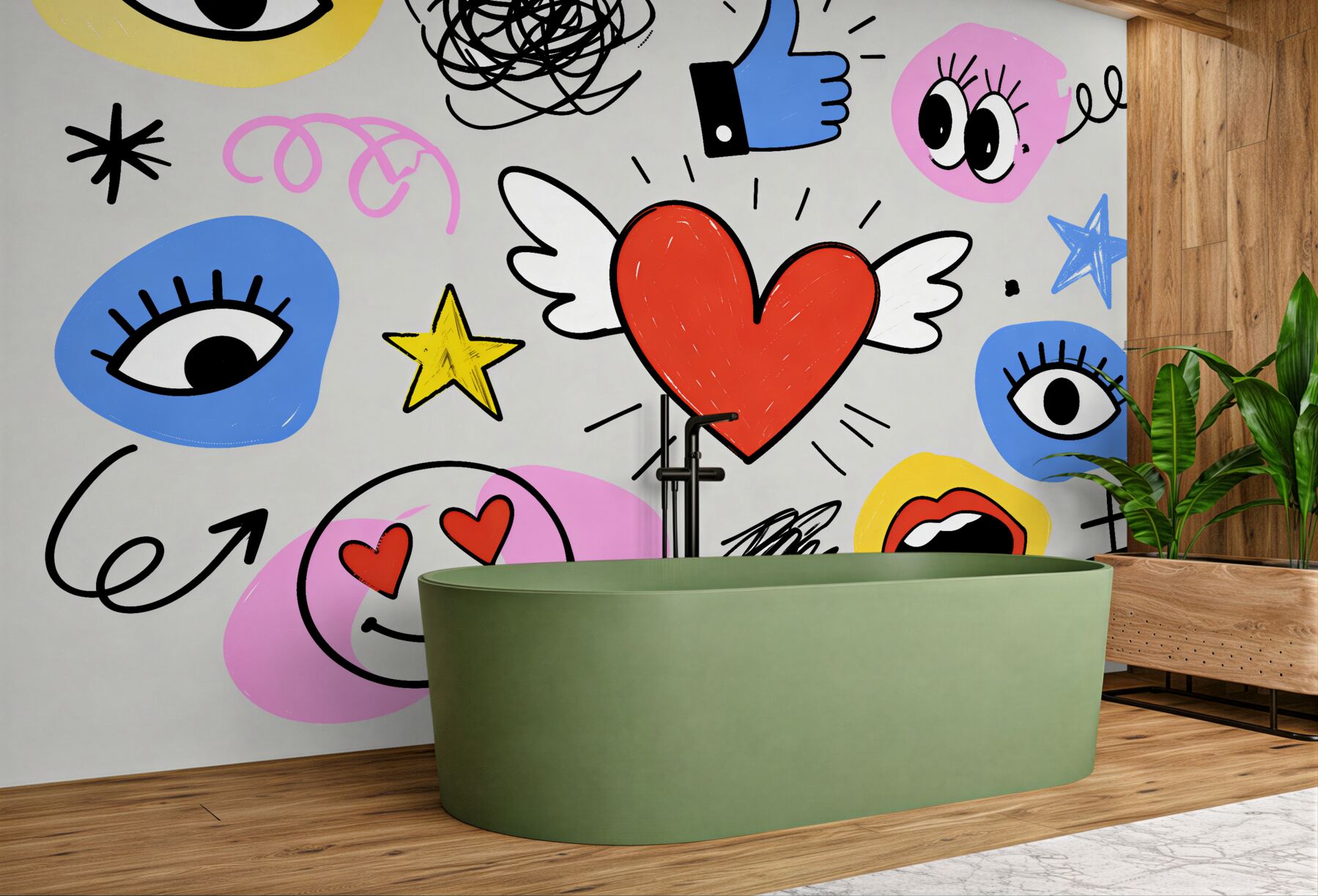 Fototapeten Pop-Art-Herz und Symbole