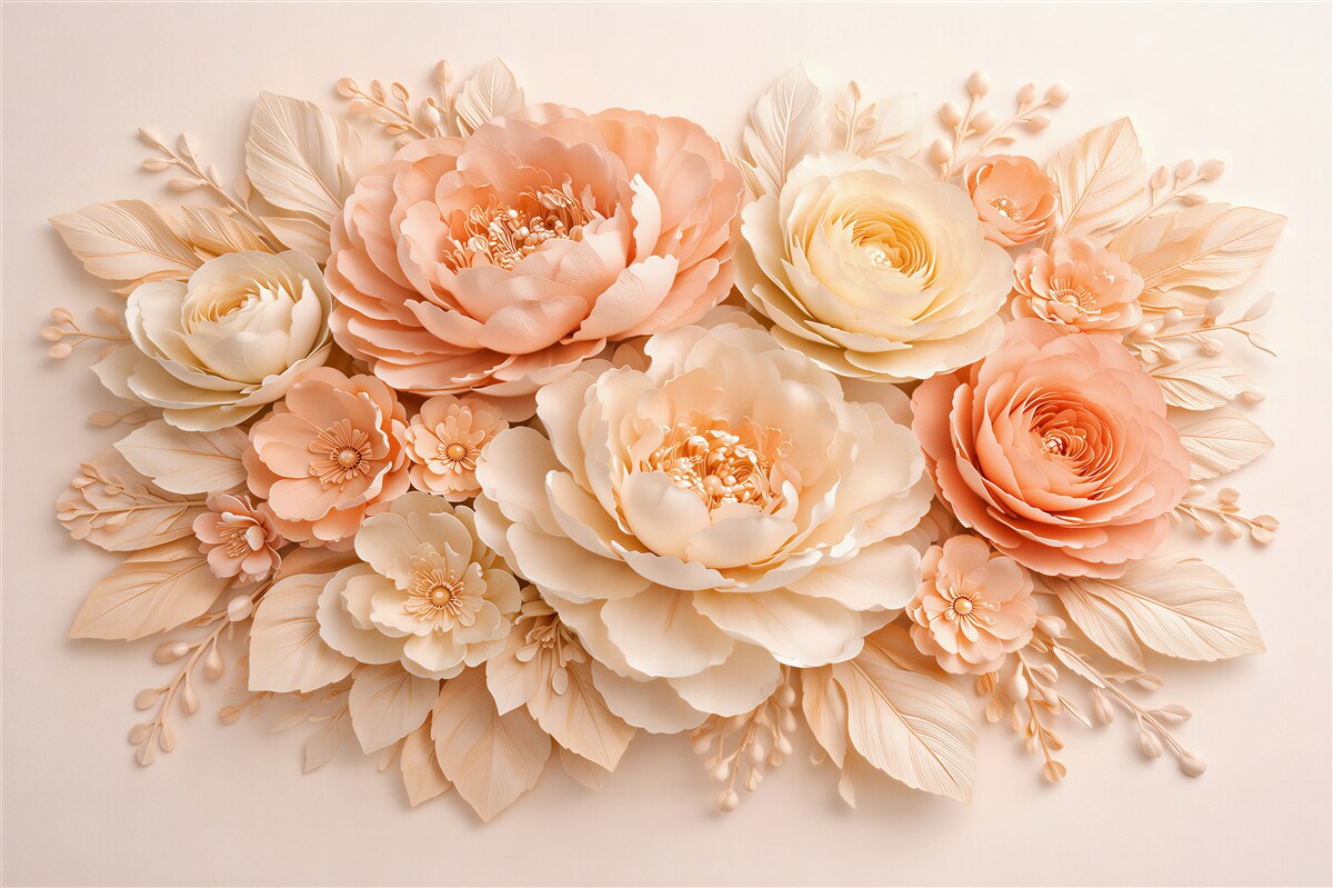 Fototapeten Puderzarte Blumen im eleganten Relief