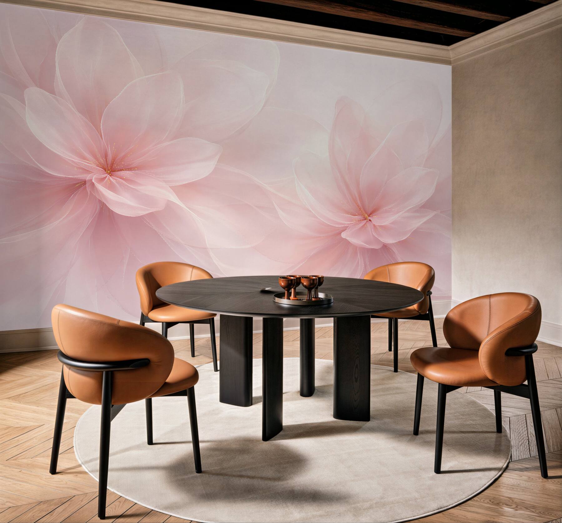 Fototapeten Pudrige abstrakte Blumen