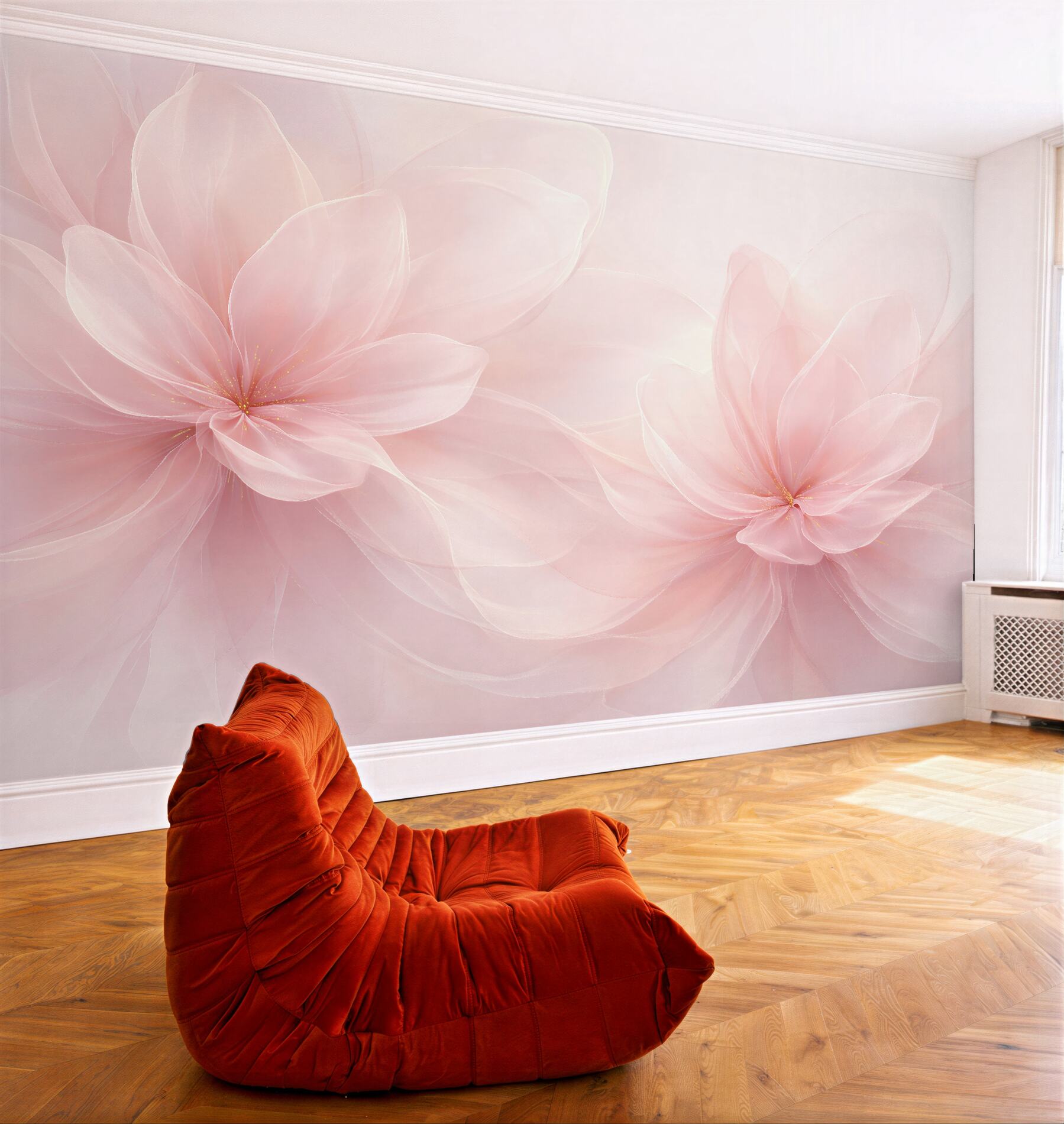 Fototapeten Pudrige abstrakte Blumen