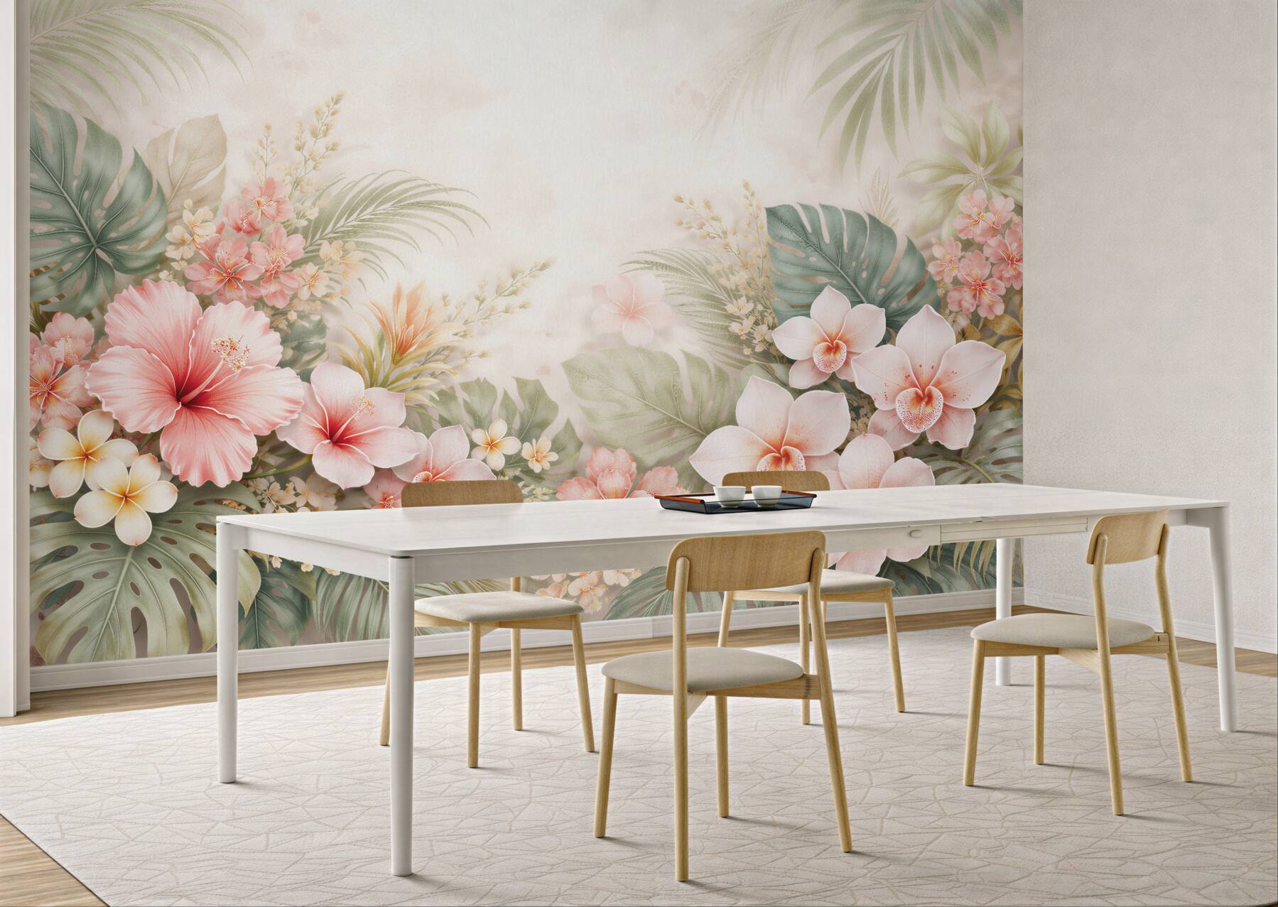 Fototapeten Pastellfarbene Tropen mit Orchideen