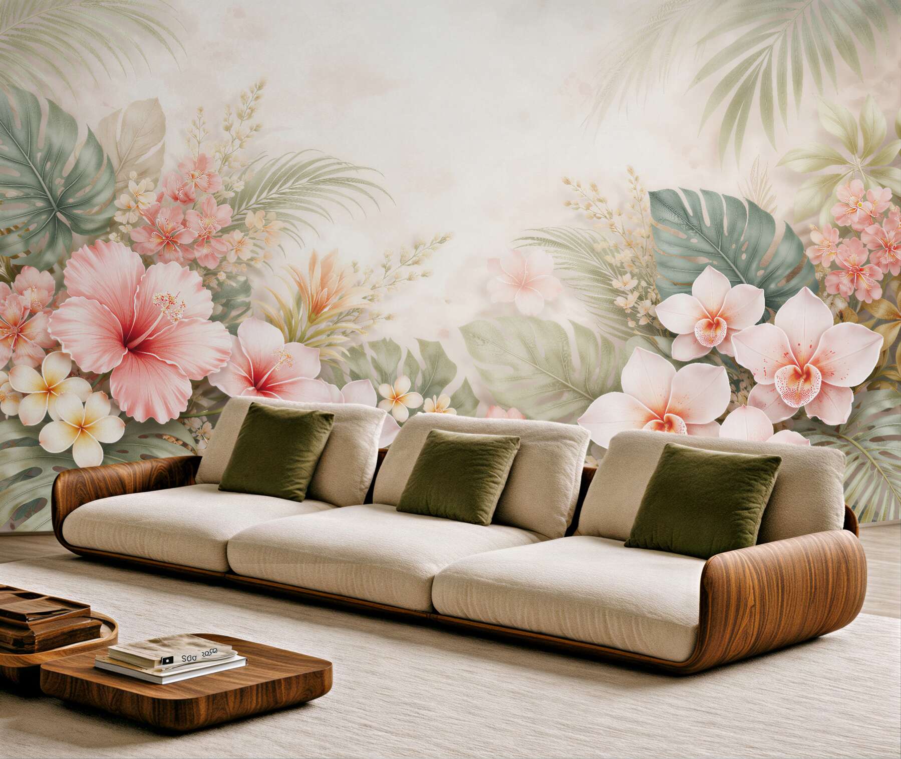Fototapeten Pastellfarbene Tropen mit Orchideen