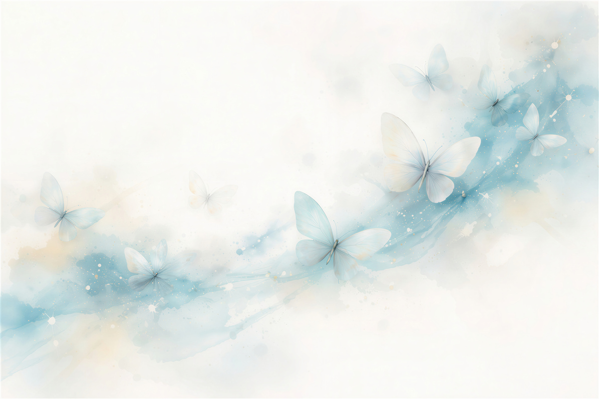 Fototapeten Blaue Schmetterlinge in Aquarell