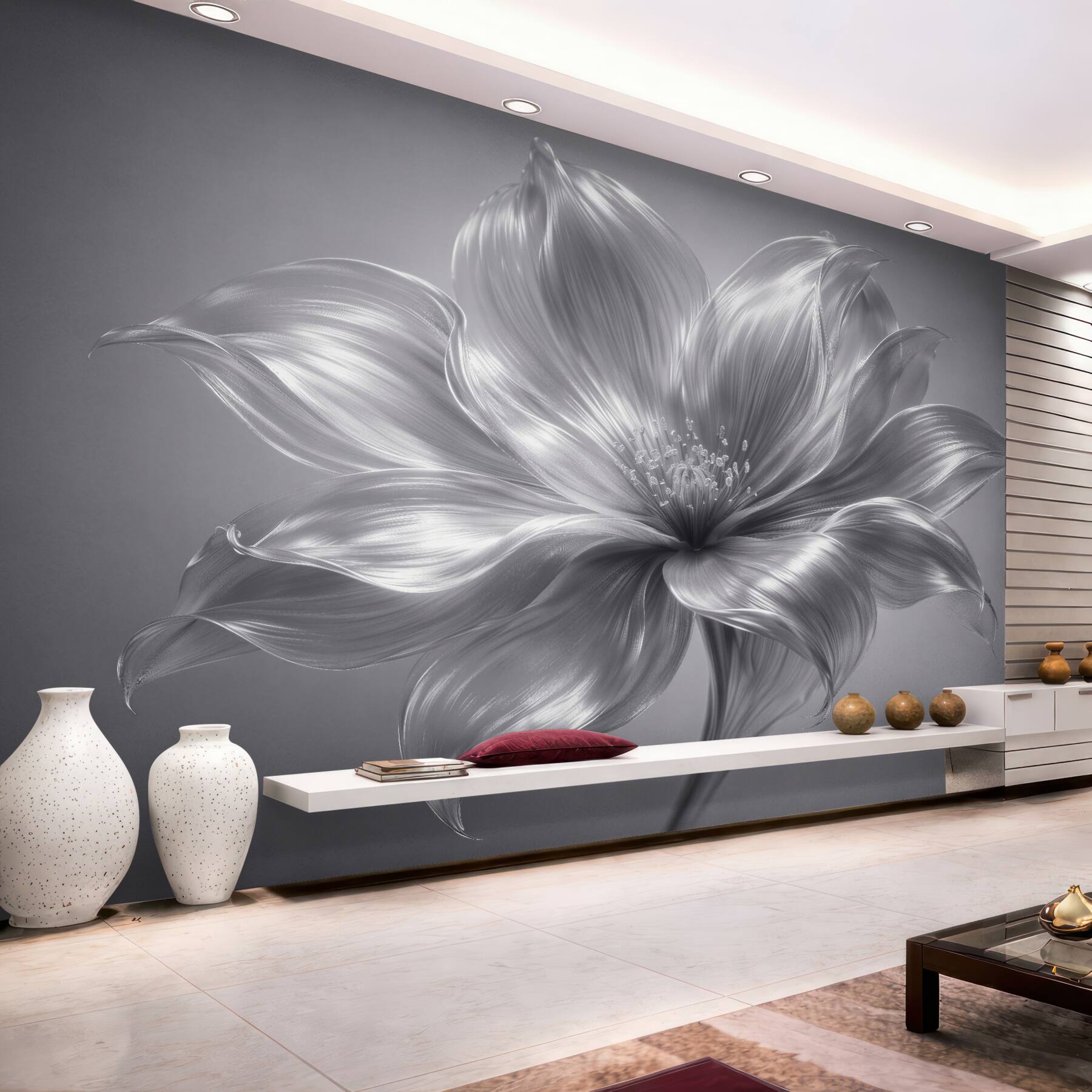 Fototapeten Silberne Blume der Eleganz