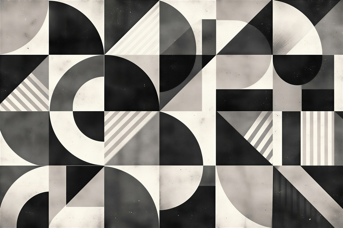 Fototapeten Geometrisches Mosaik in Schwarz und Weiß