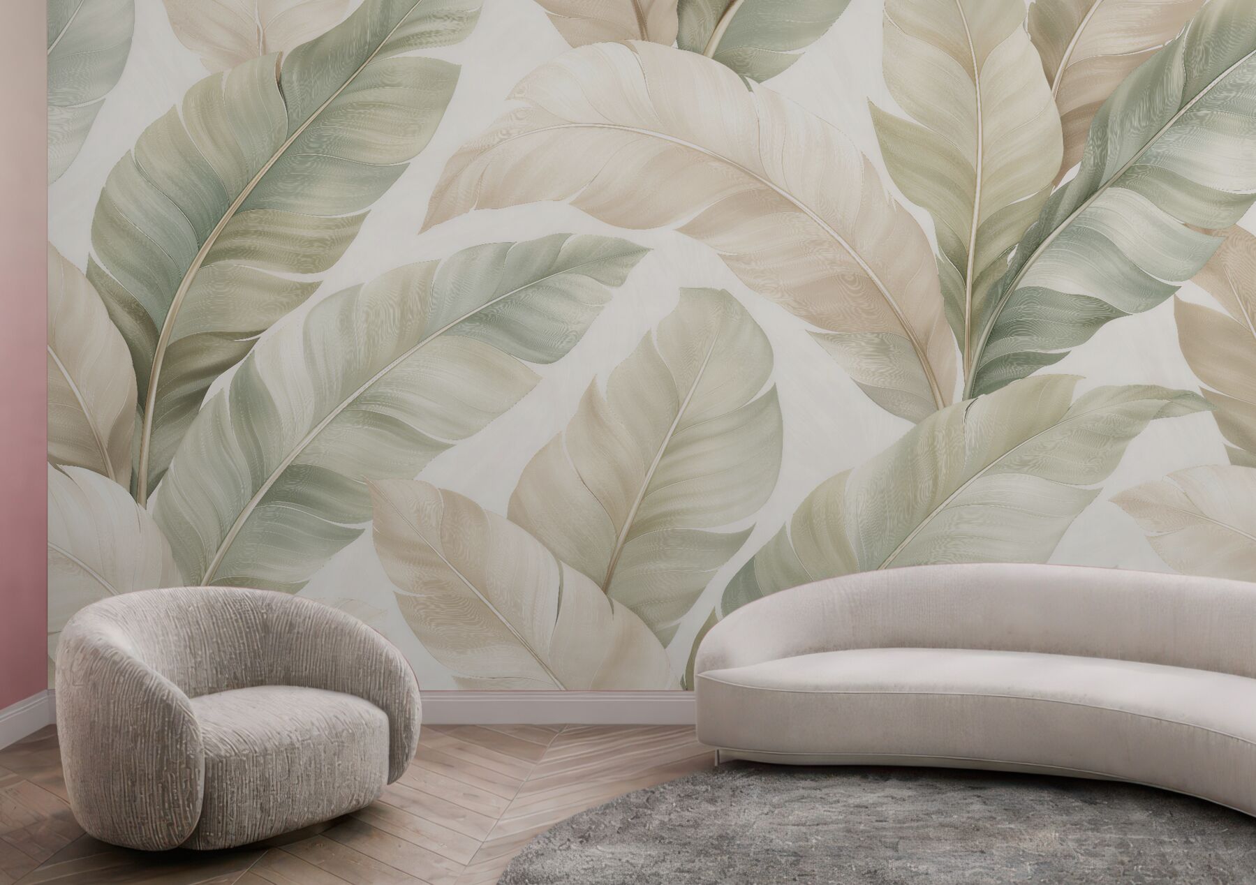 Fototapeten Beige Blätter in elegantem Rhythmus