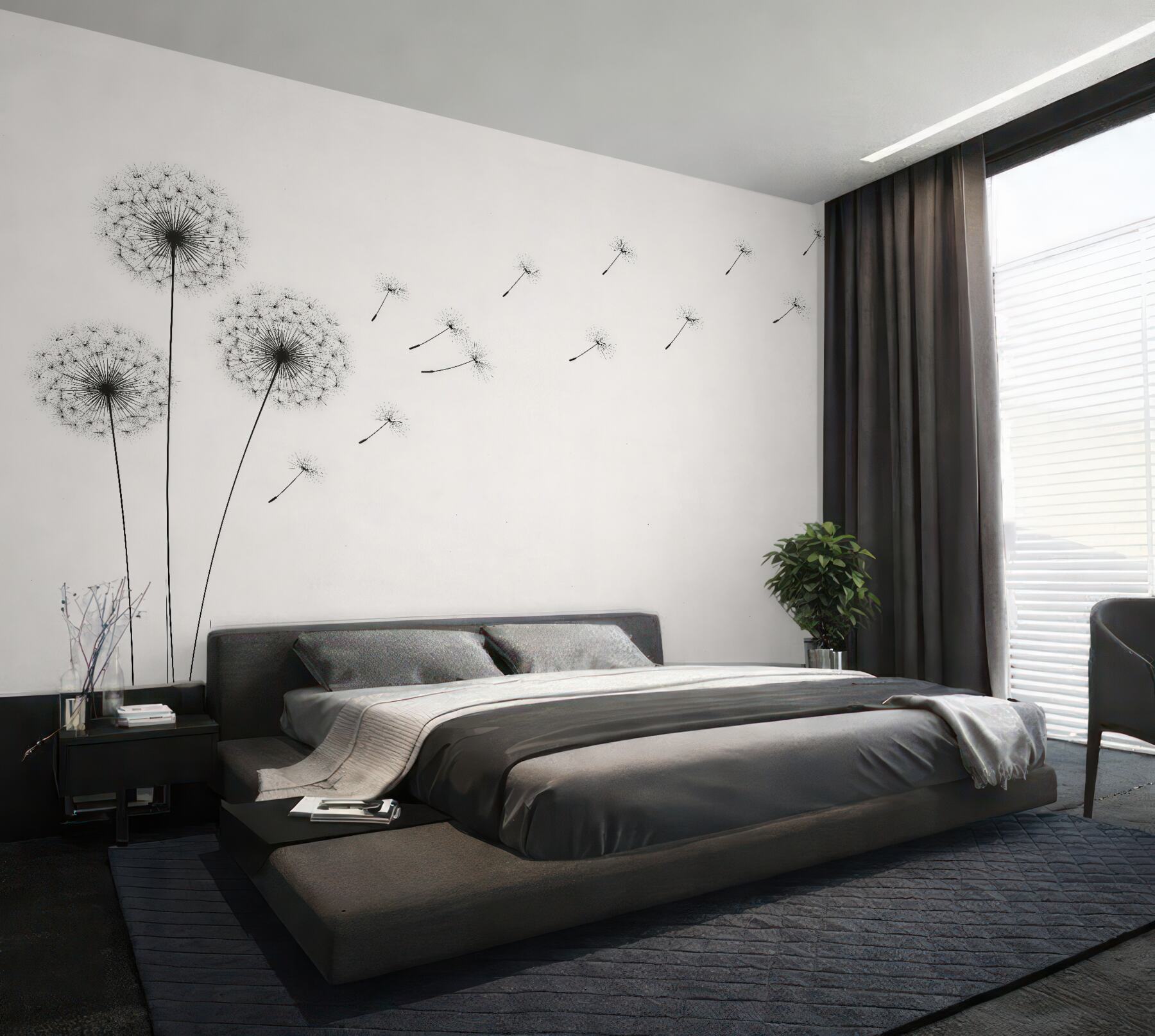 Fototapeten Minimalistische Pusteblumen im Wind