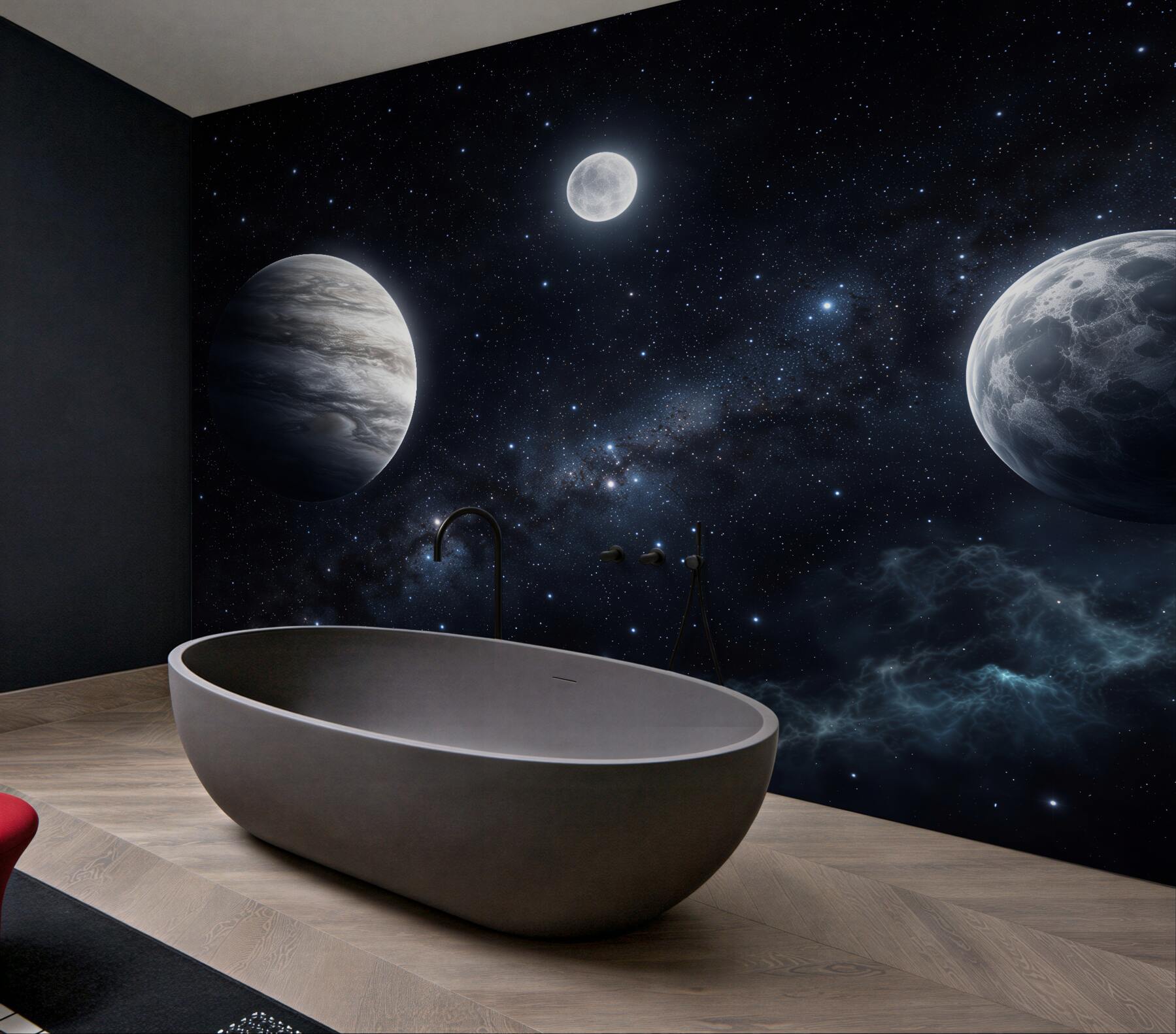 Fototapeten Drei Planeten im nächtlichen Kosmos