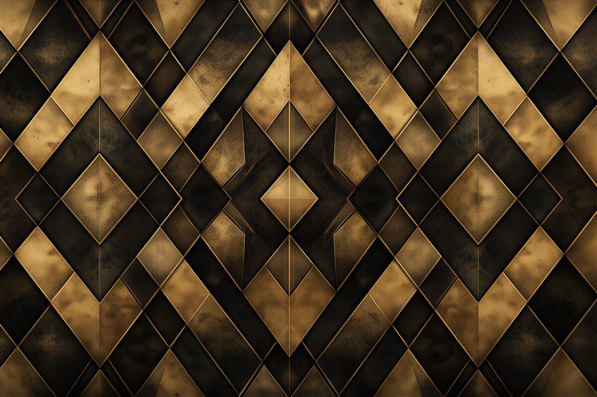 Fototapeten Goldene Geometrie im Art-Déco-Stil