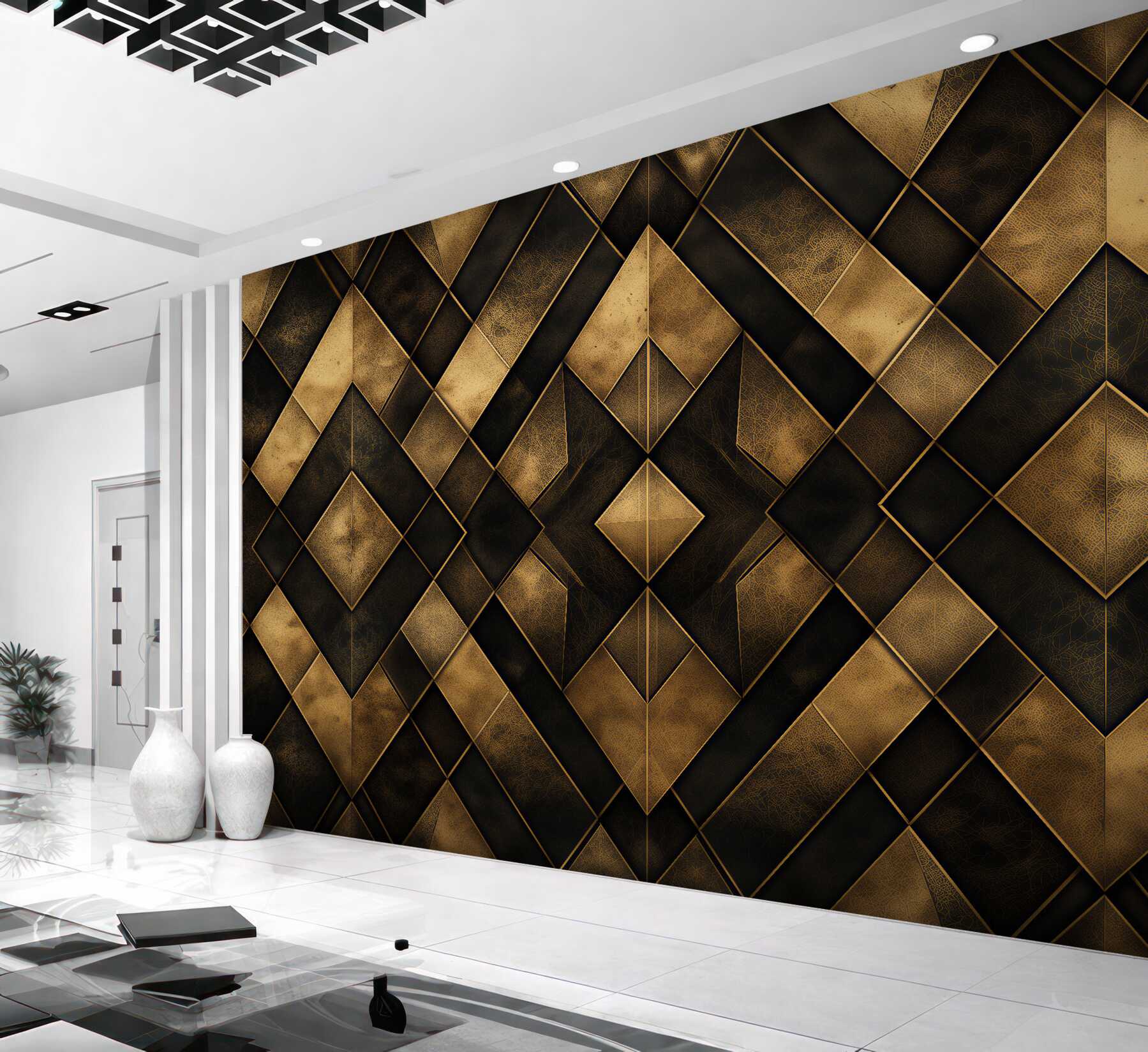Fototapeten Goldene Geometrie im Art-Déco-Stil