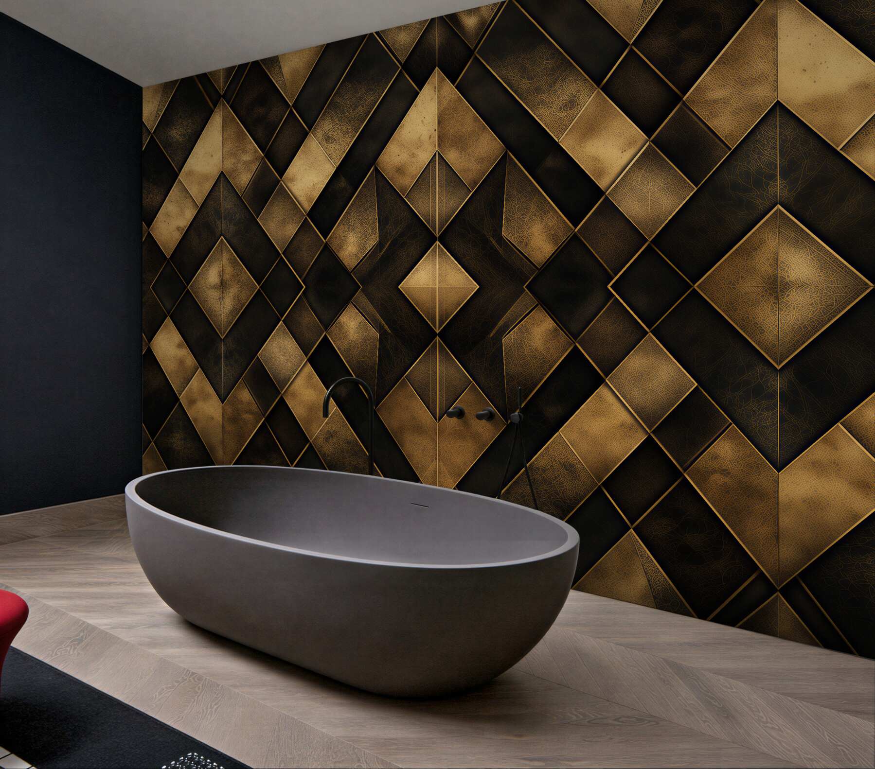 Fototapeten Goldene Geometrie im Art-Déco-Stil